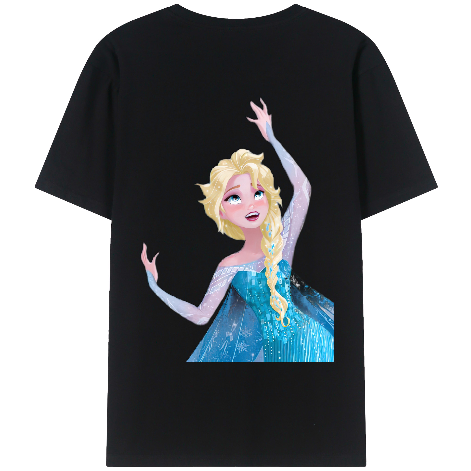 （画像用） アナと雪の女王 アンナ エルサ Frozen Anna Elsa 綿100％ メンズ半袖Tシャツ（バックプリント） 通気性
