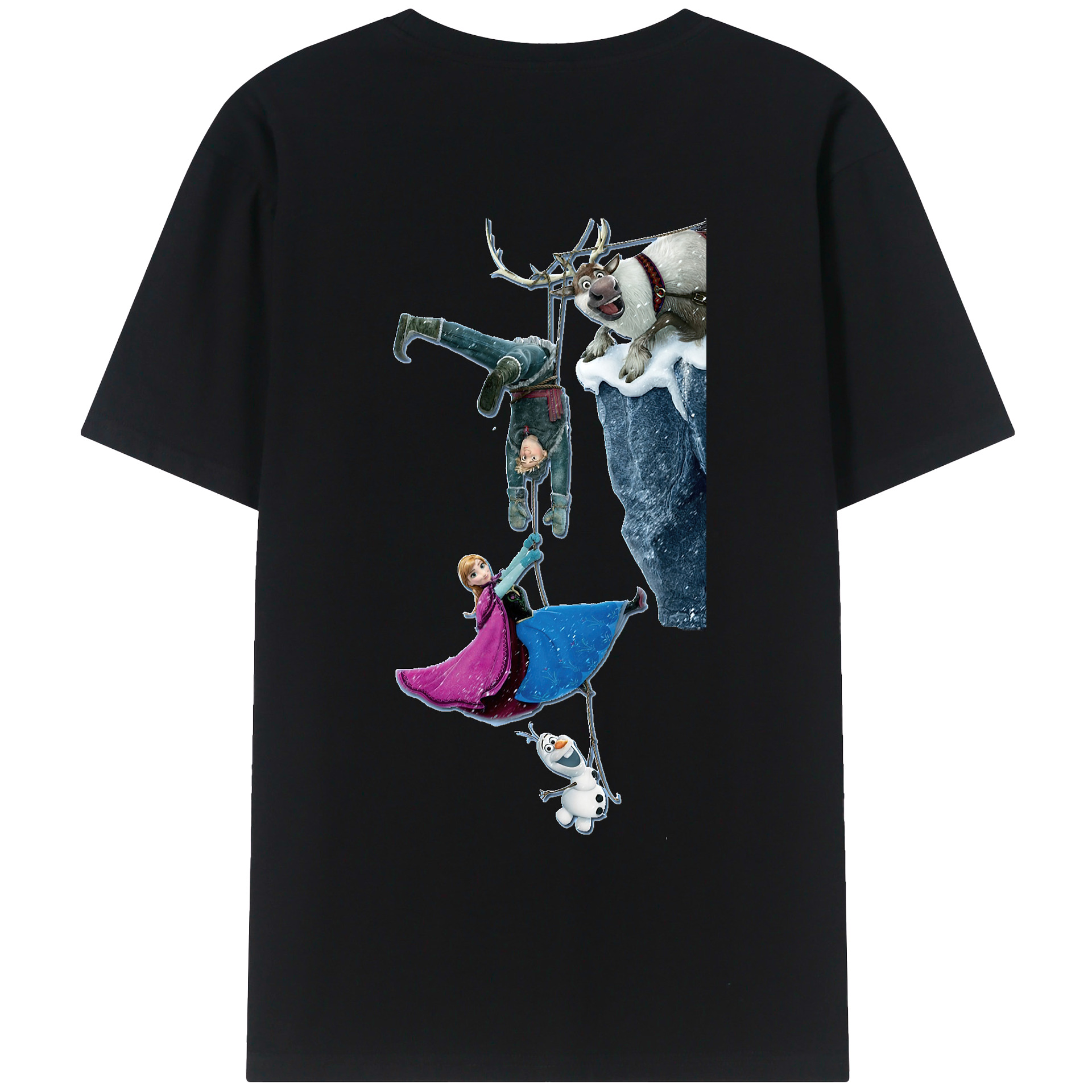 （画像用） アナと雪の女王 アンナ エルサ Frozen Anna Elsa 綿100％ メンズ半袖Tシャツ（バックプリント） 通気性