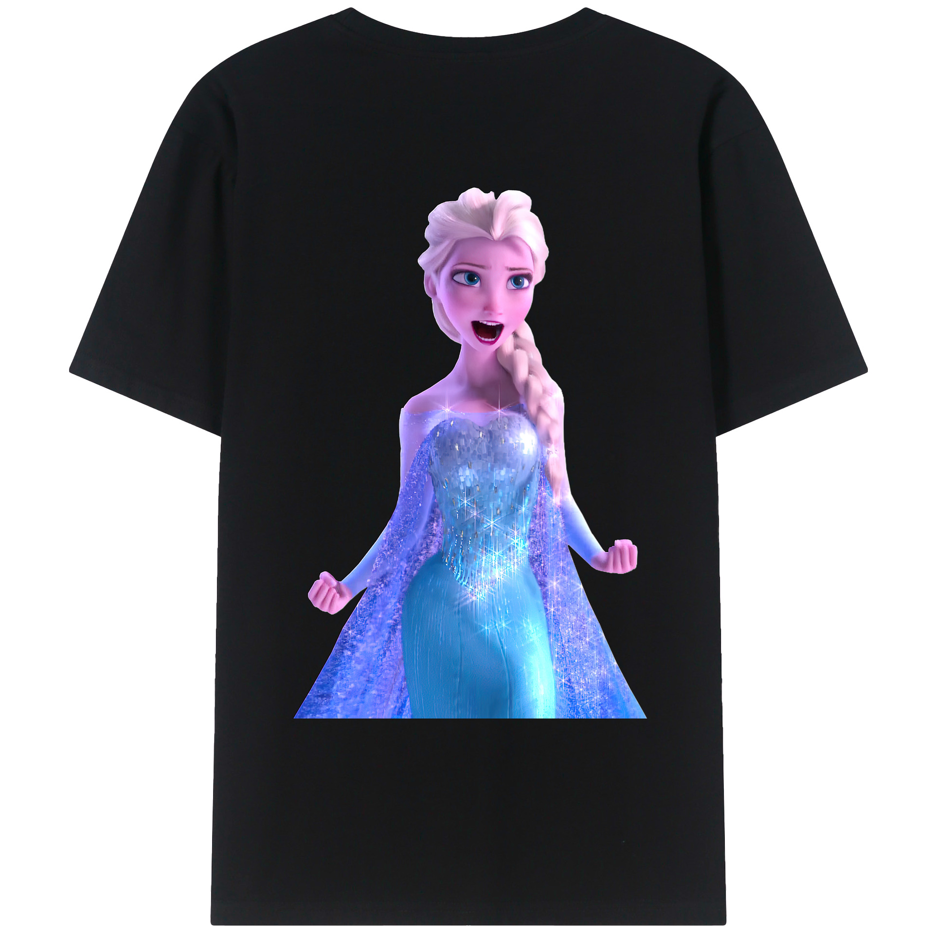 （画像用） アナと雪の女王 アンナ エルサ Frozen Anna Elsa 綿100％ メンズ半袖Tシャツ（バックプリント） 通気性