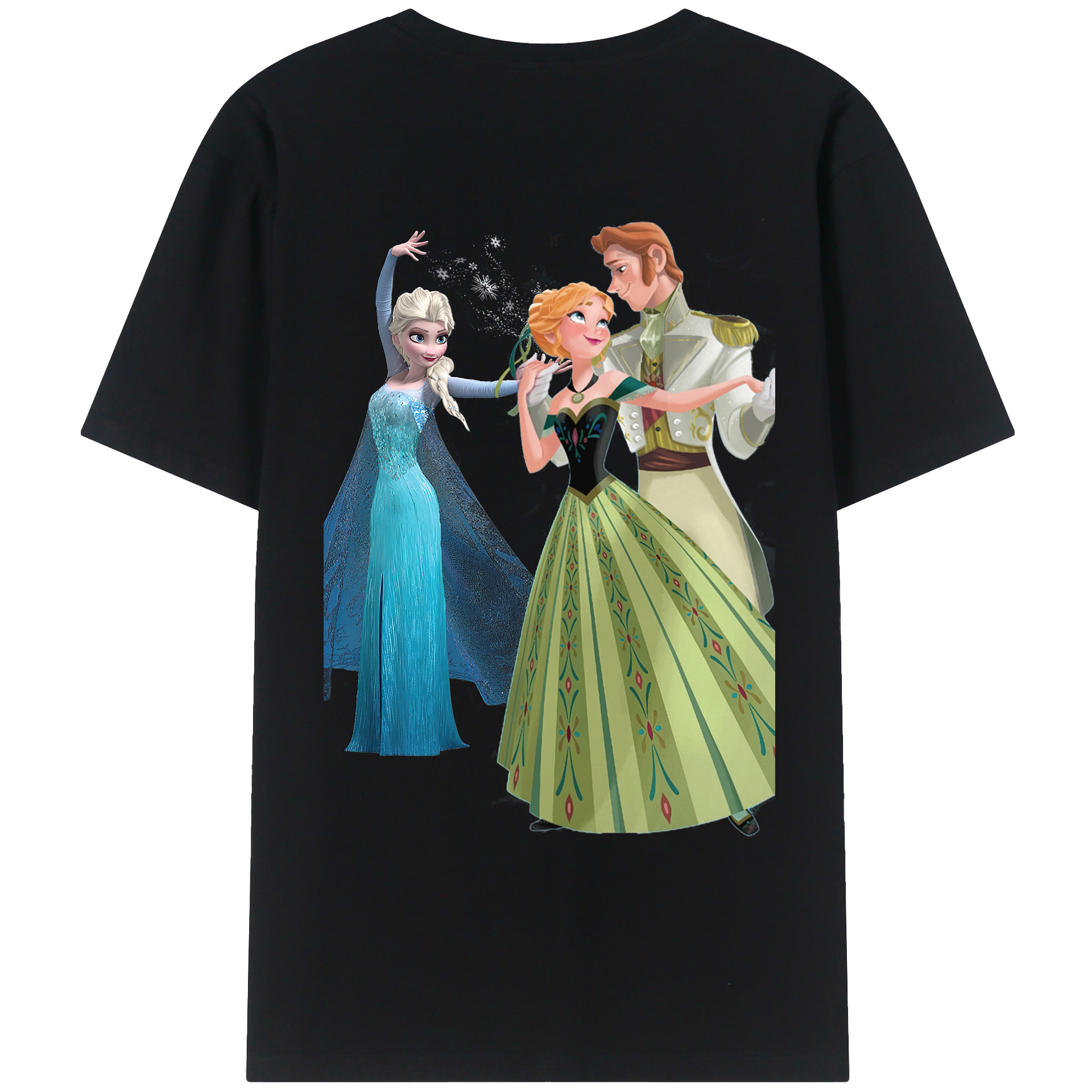 （画像用） アナと雪の女王 アンナ エルサ Frozen Anna Elsa 綿100％ メンズ半袖Tシャツ（バックプリント） 通気性