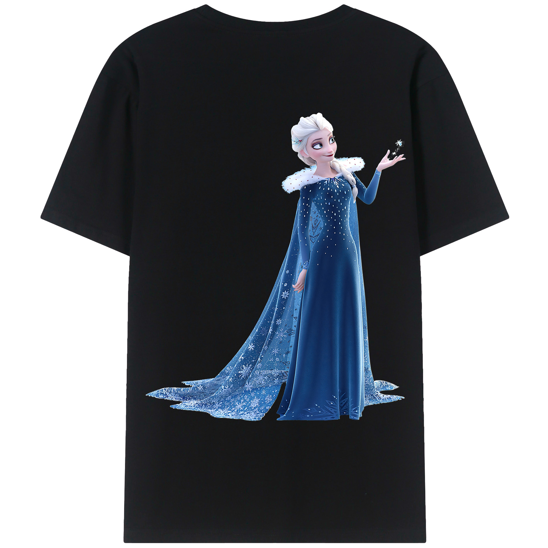 （画像用） アナと雪の女王 アンナ エルサ Frozen Anna Elsa 綿100％ メンズ半袖Tシャツ（バックプリント） 通気性