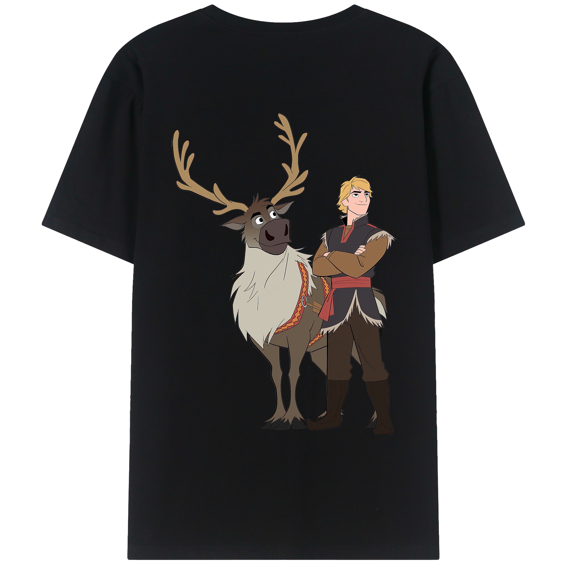 （画像用） アナと雪の女王 アンナ エルサ Frozen Anna Elsa 綿100％ メンズ半袖Tシャツ（バックプリント） 通気性