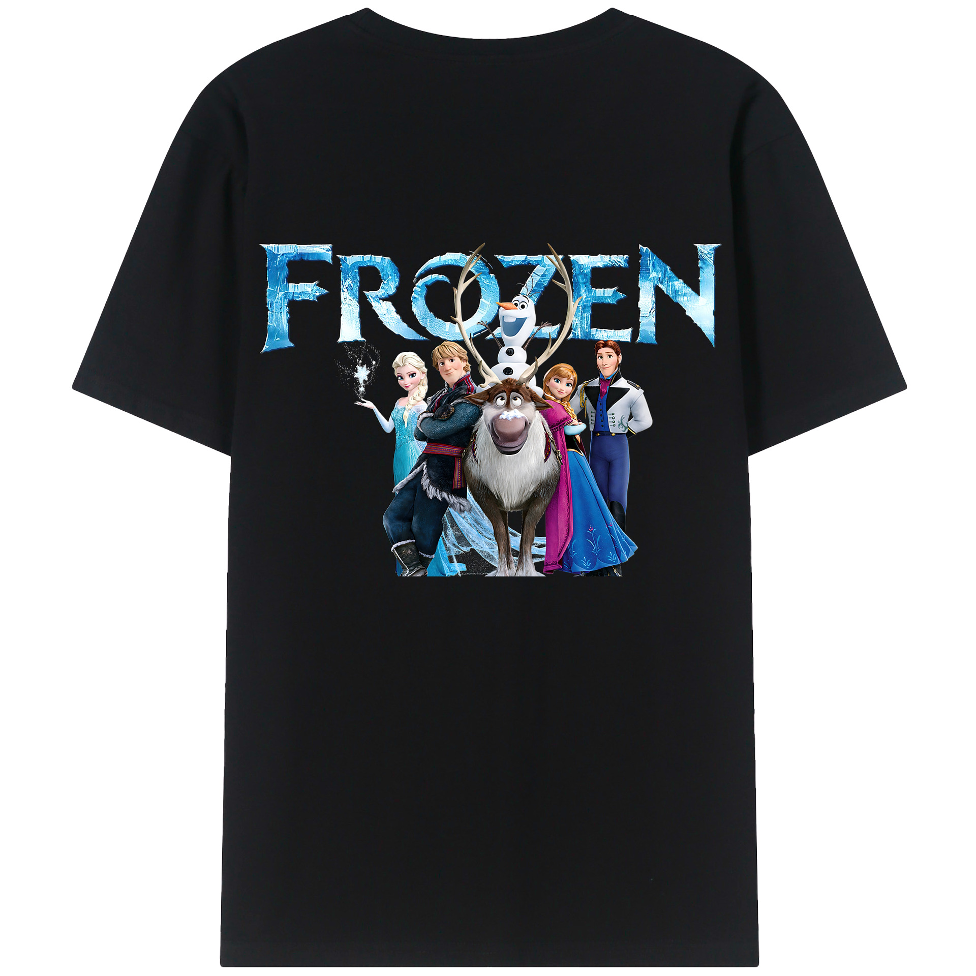 （画像用） アナと雪の女王 アンナ エルサ Frozen Anna Elsa 綿100％ メンズ半袖Tシャツ（バックプリント） 通気性