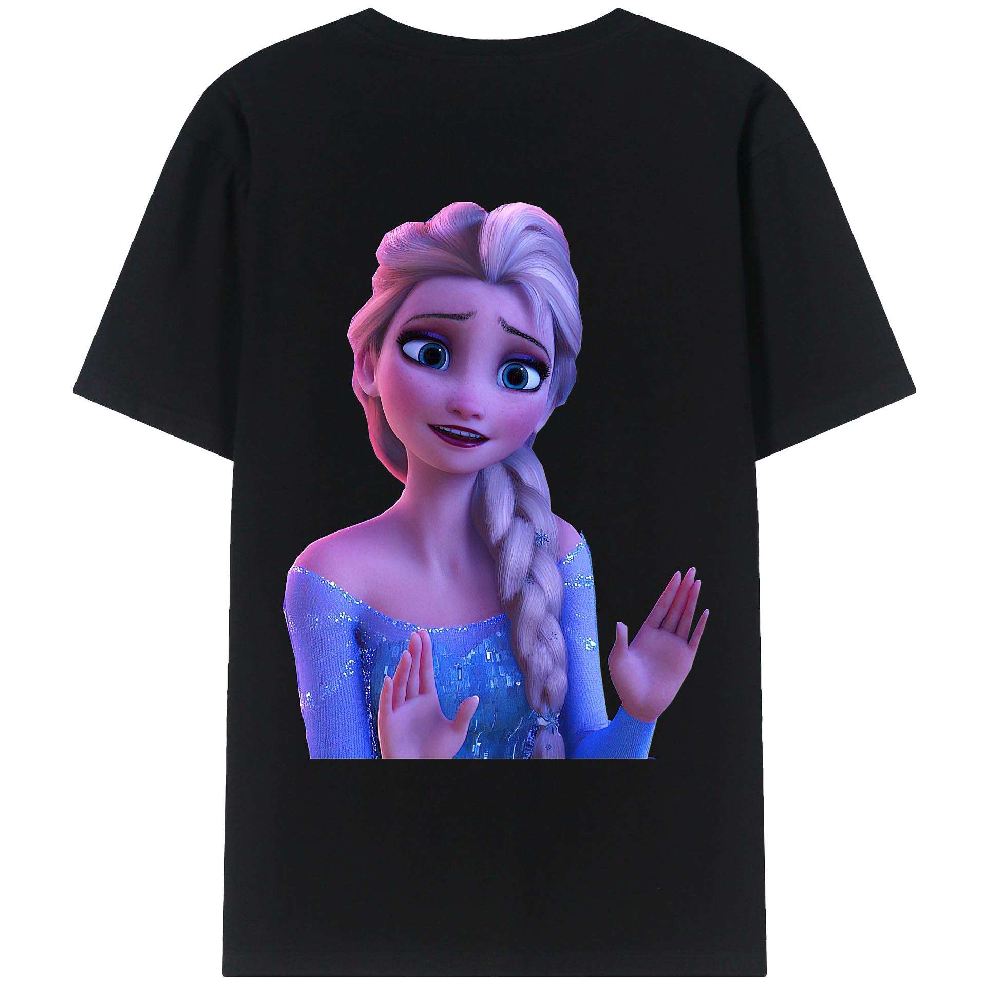 （画像用） アナと雪の女王 アンナ エルサ Frozen Anna Elsa 綿100％ メンズ半袖Tシャツ（バックプリント） 通気性