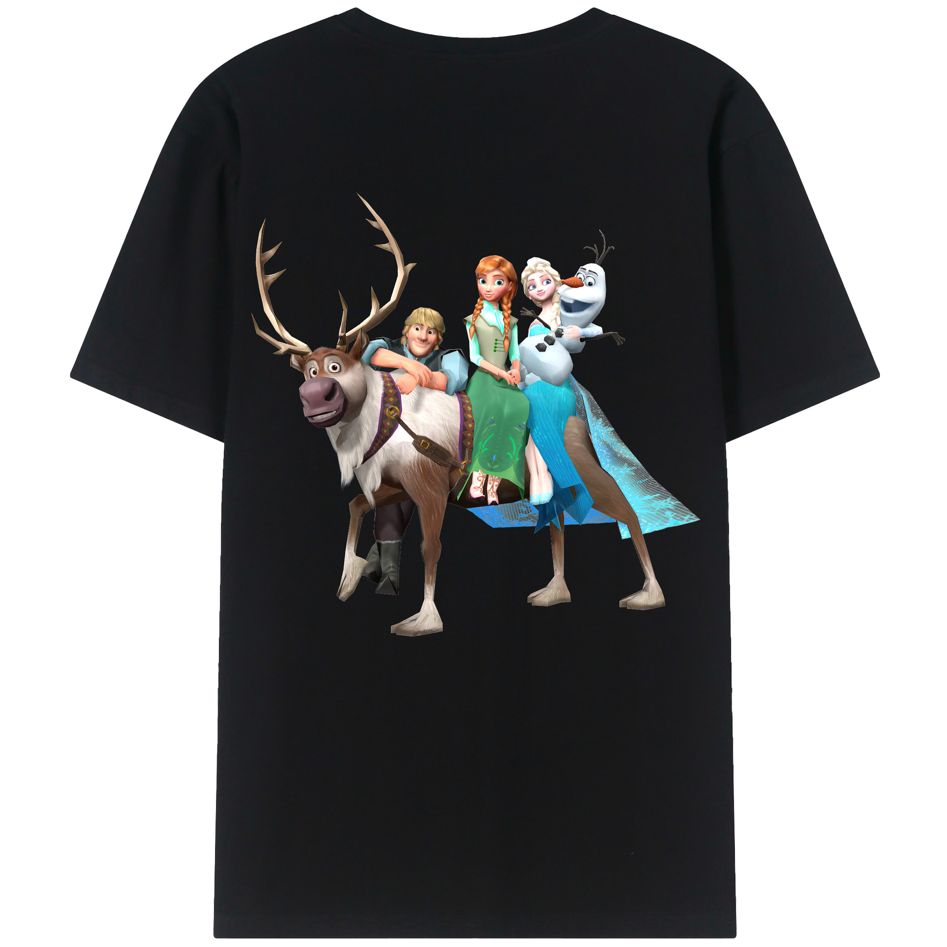 （画像用） アナと雪の女王 アンナ エルサ Frozen Anna Elsa 綿100％ メンズ半袖Tシャツ（バックプリント） 通気性