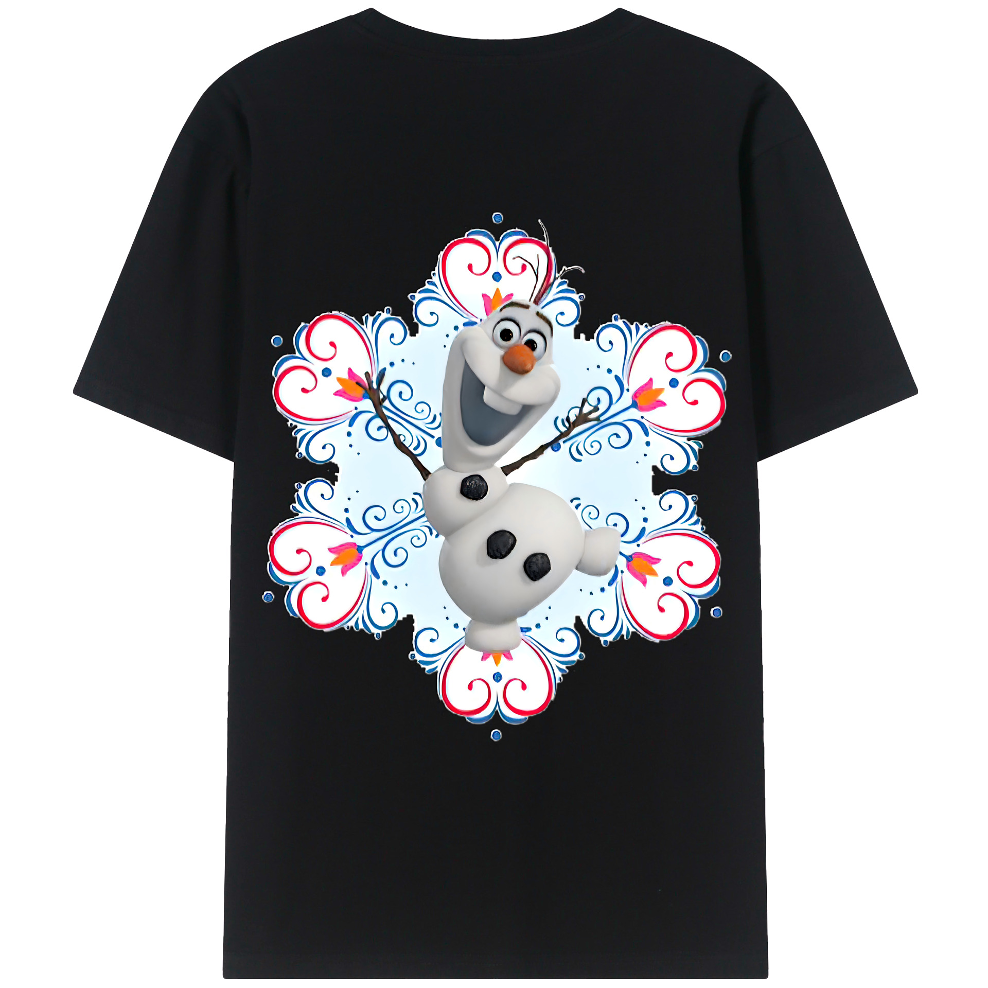（画像用） アナと雪の女王 アンナ エルサ Frozen Anna Elsa 綿100％ メンズ半袖Tシャツ（バックプリント） 通気性