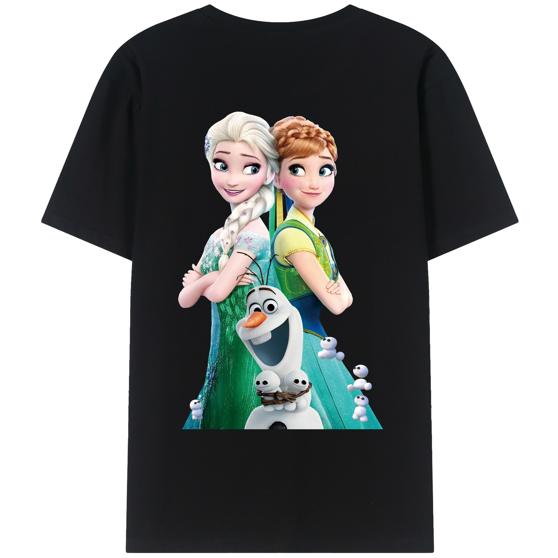 （画像用） アナと雪の女王 アンナ エルサ Frozen Anna Elsa 綿100％ メンズ半袖Tシャツ（バックプリント） 通気性