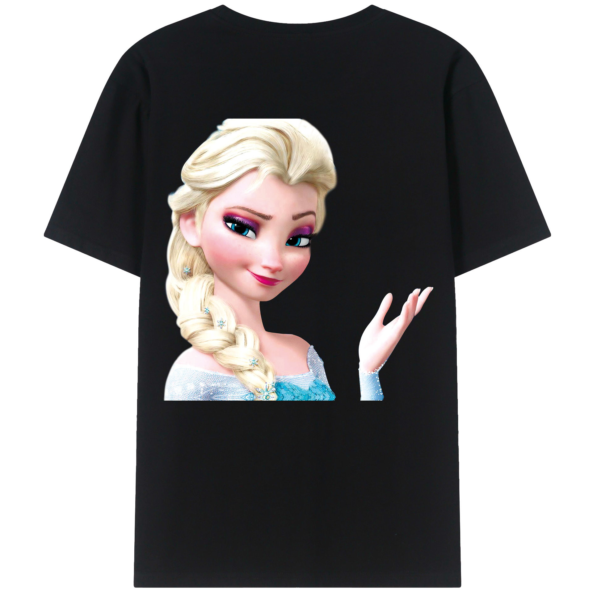 （画像用） アナと雪の女王 アンナ エルサ Frozen Anna Elsa 綿100％ メンズ半袖Tシャツ（バックプリント） 通気性