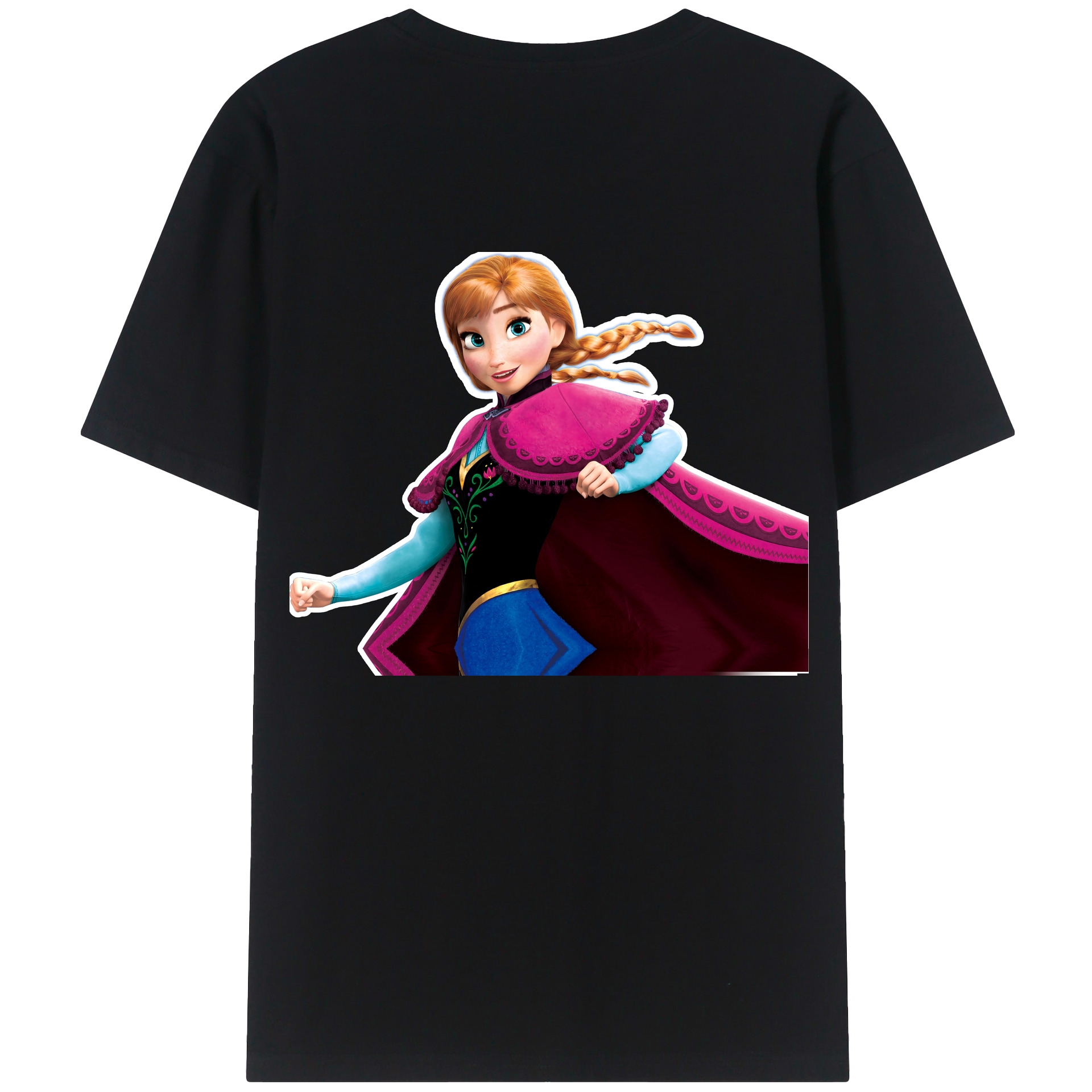 （画像用） アナと雪の女王 アンナ エルサ Frozen Anna Elsa 綿100％ メンズ半袖Tシャツ（バックプリント） 通気性
