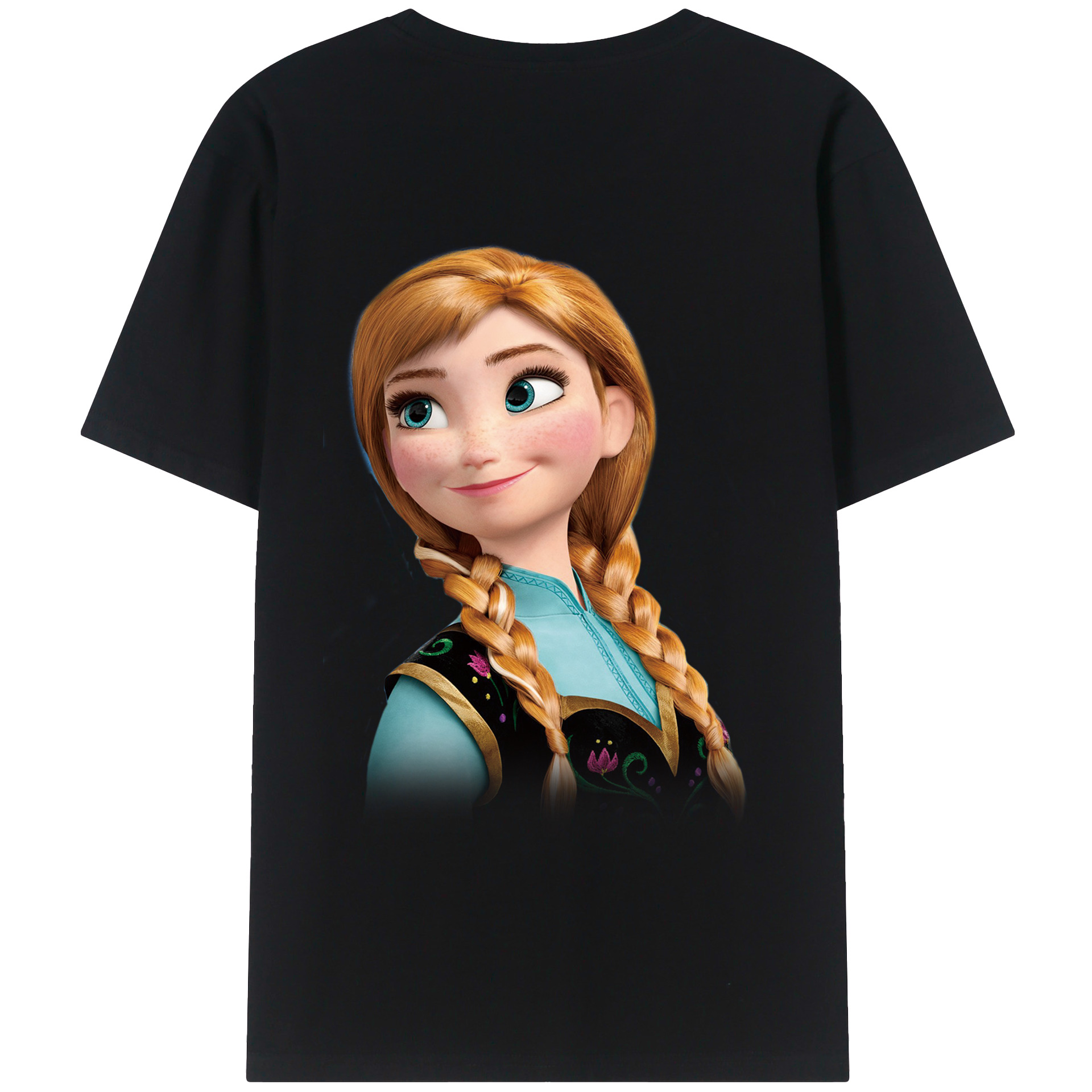 （画像用） アナと雪の女王 アンナ エルサ Frozen Anna Elsa 綿100％ メンズ半袖Tシャツ（バックプリント） 通気性