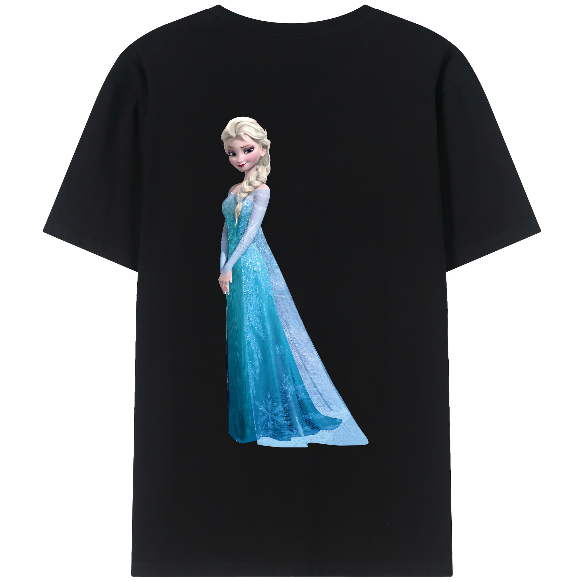 （画像用） アナと雪の女王 アンナ エルサ Frozen Anna Elsa 綿100％ メンズ半袖Tシャツ（バックプリント） 通気性
