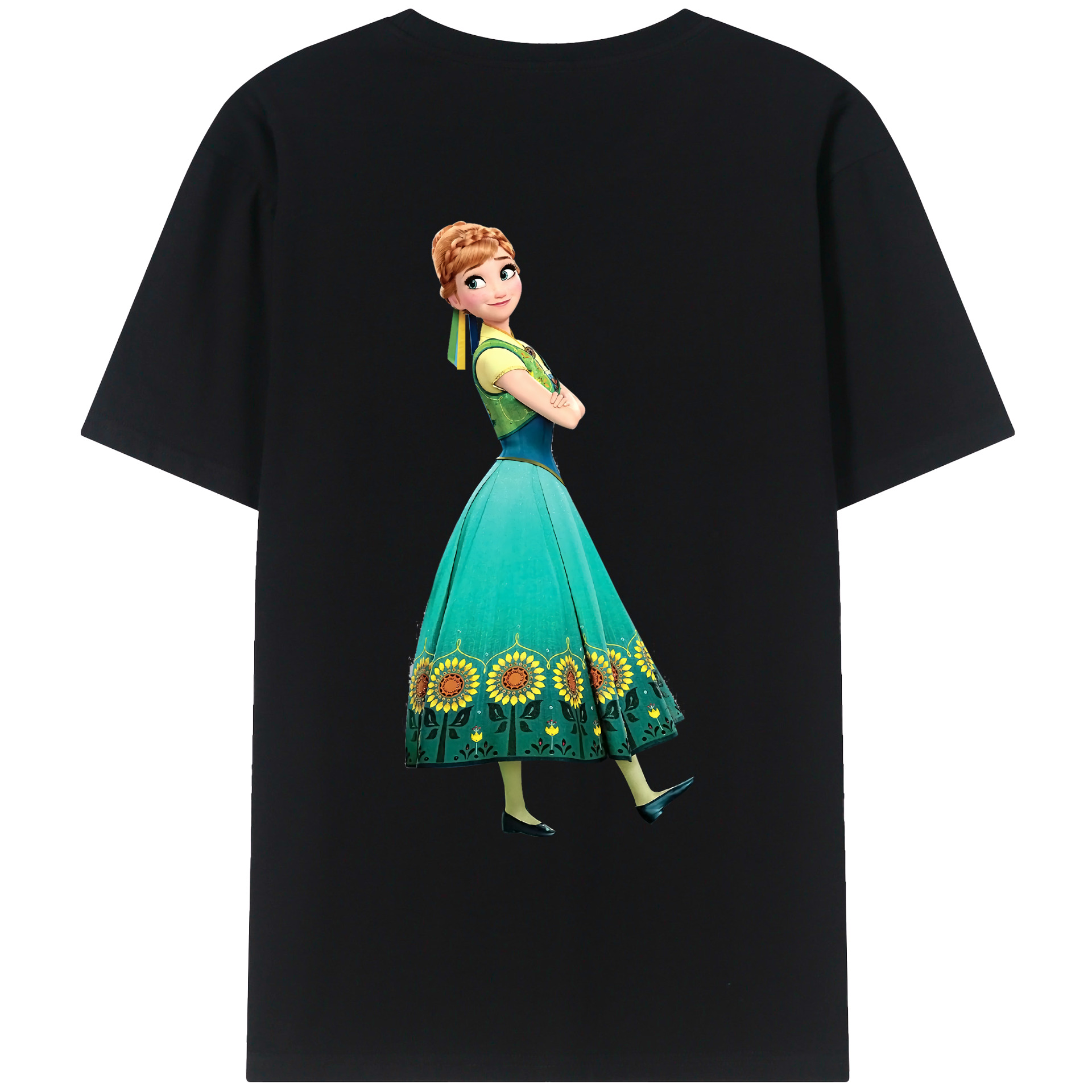 （画像用） アナと雪の女王 アンナ エルサ Frozen Anna Elsa 綿100％ メンズ半袖Tシャツ（バックプリント） 通気性