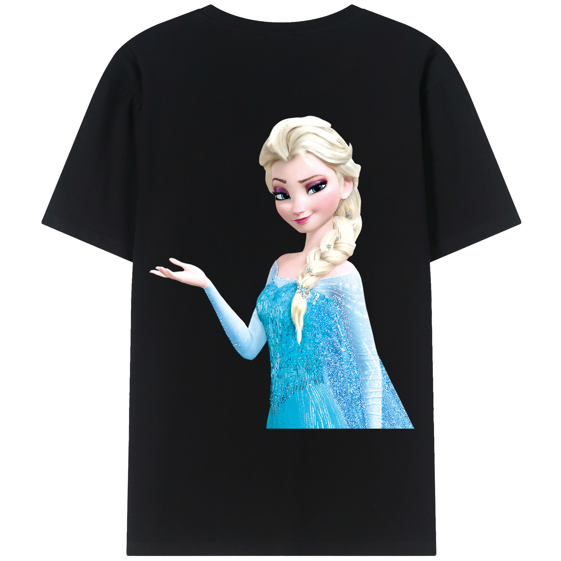 （画像用） アナと雪の女王 アンナ エルサ Frozen Anna Elsa 綿100％ メンズ半袖Tシャツ（バックプリント） 通気性
