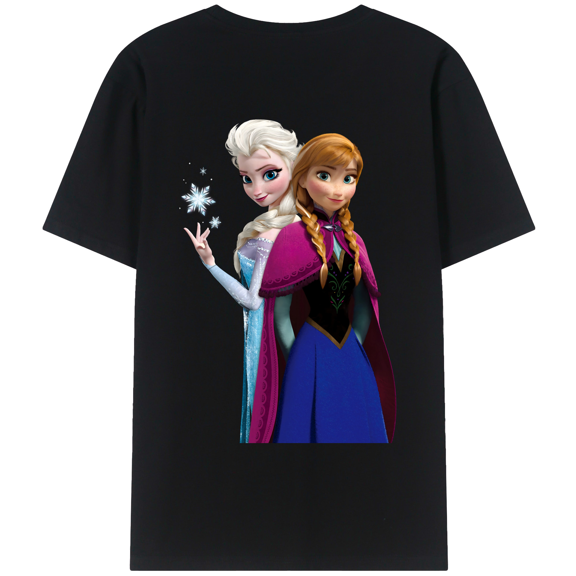 （画像用） アナと雪の女王 アンナ エルサ Frozen Anna Elsa 綿100％ メンズ半袖Tシャツ（バックプリント） 通気性