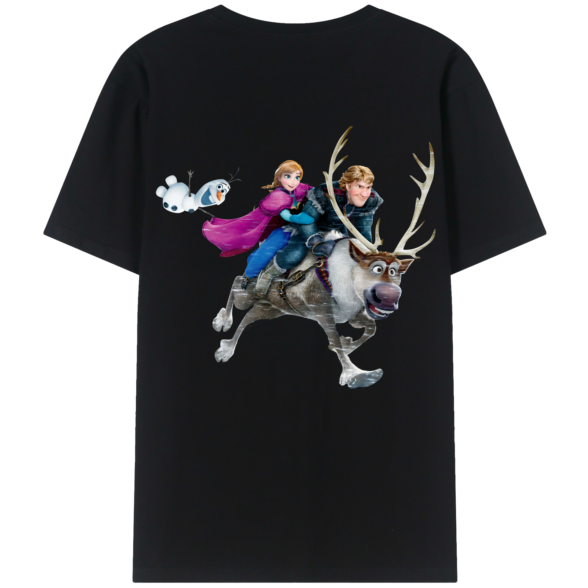 （画像用） アナと雪の女王 アンナ エルサ Frozen Anna Elsa 綿100％ メンズ半袖Tシャツ（バックプリント） 通気性