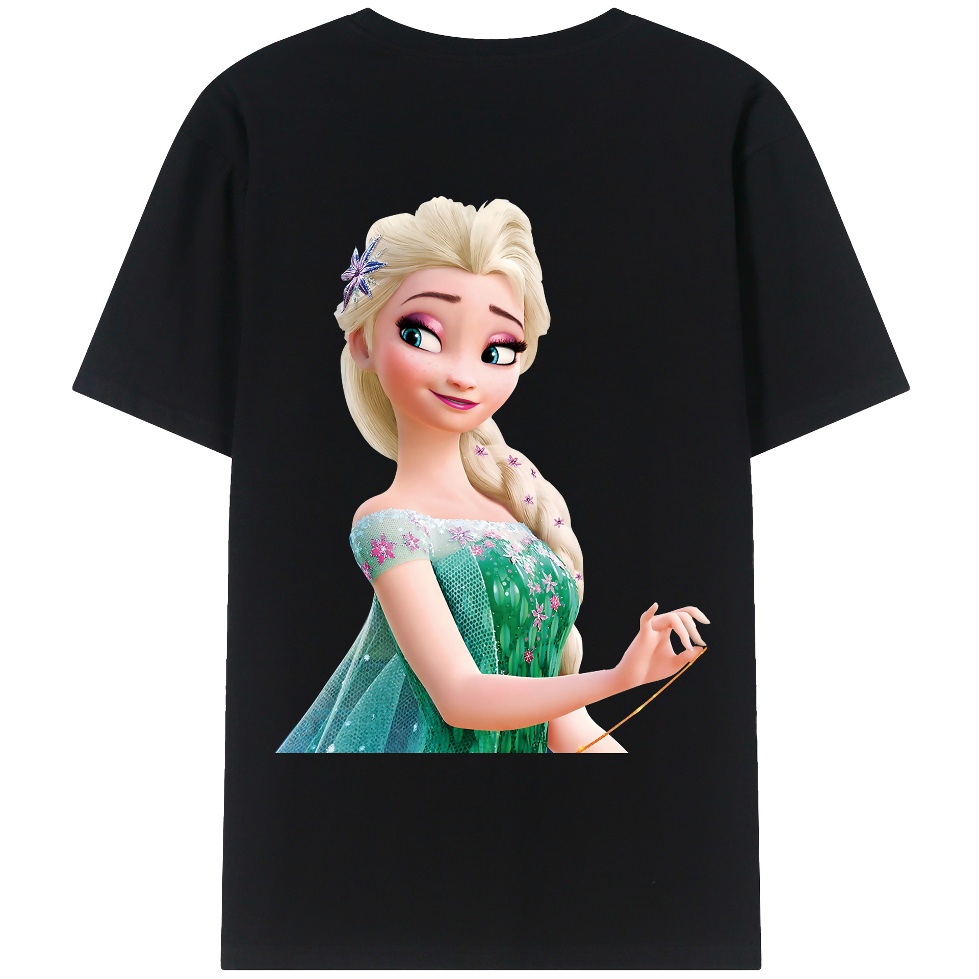 （画像用） アナと雪の女王 アンナ エルサ Frozen Anna Elsa 綿100％ メンズ半袖Tシャツ（バックプリント） 通気性