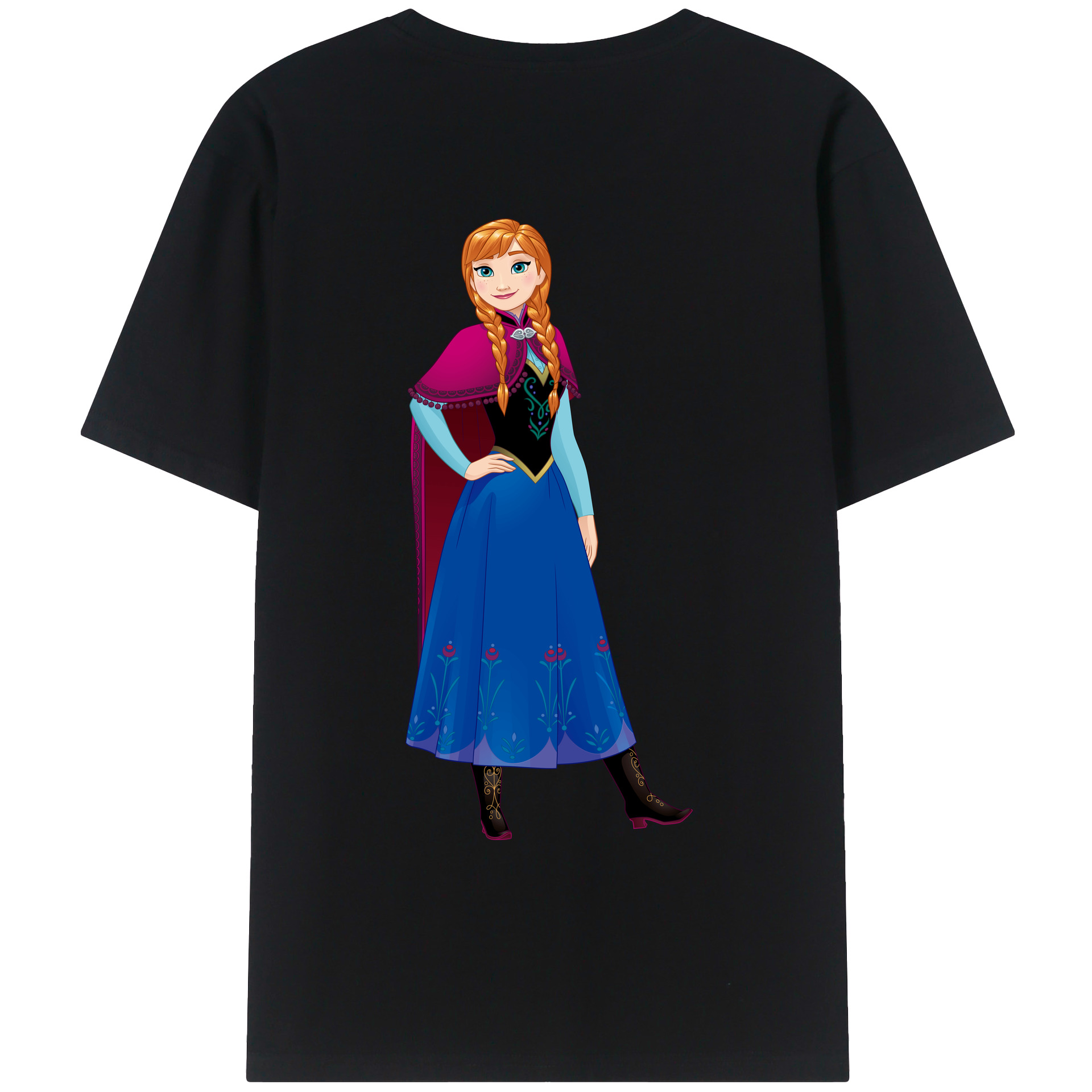 （画像用） アナと雪の女王 アンナ エルサ Frozen Anna Elsa 綿100％ メンズ半袖Tシャツ（バックプリント） 通気性