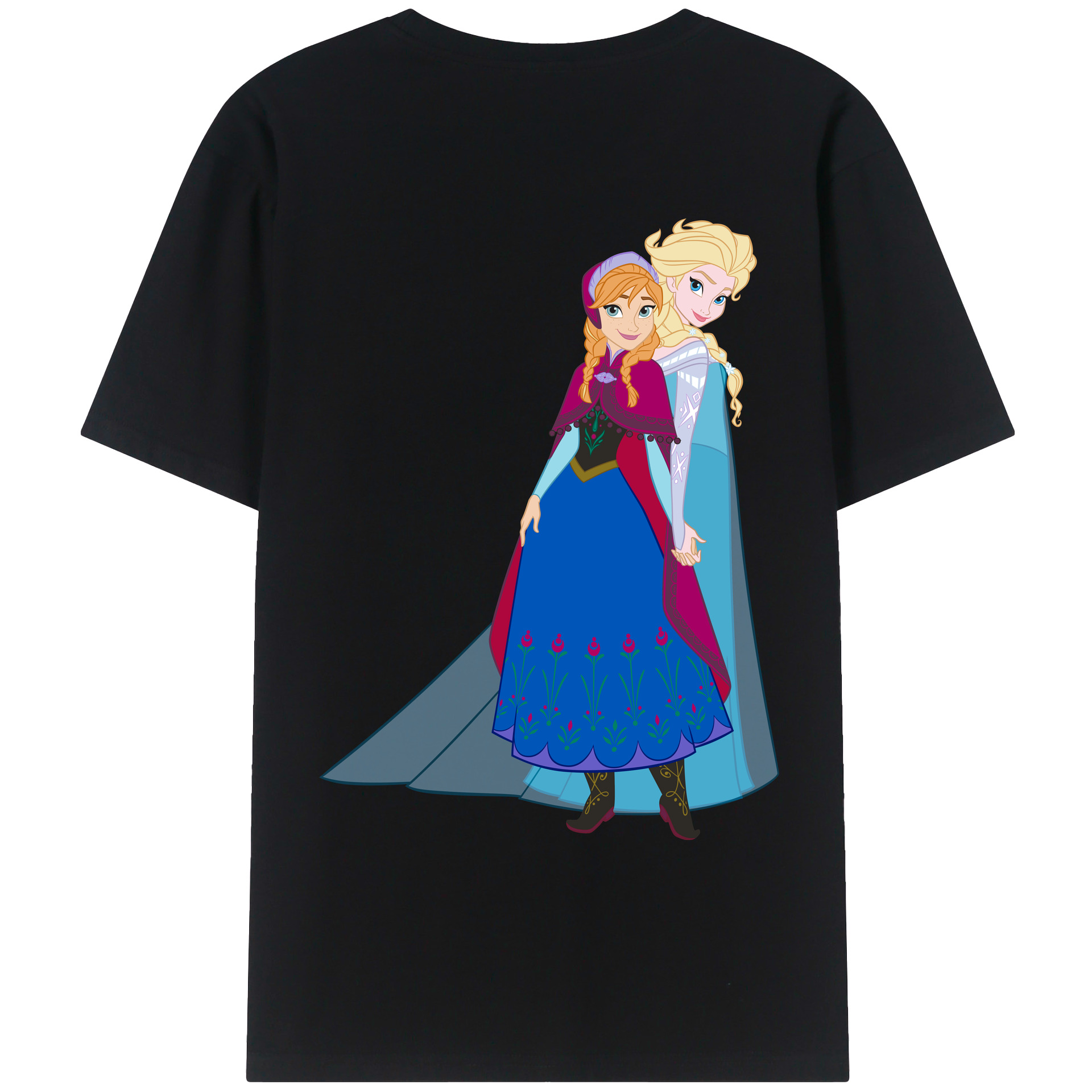 （画像用） アナと雪の女王 アンナ エルサ Frozen Anna Elsa 綿100％ メンズ半袖Tシャツ（バックプリント） 通気性