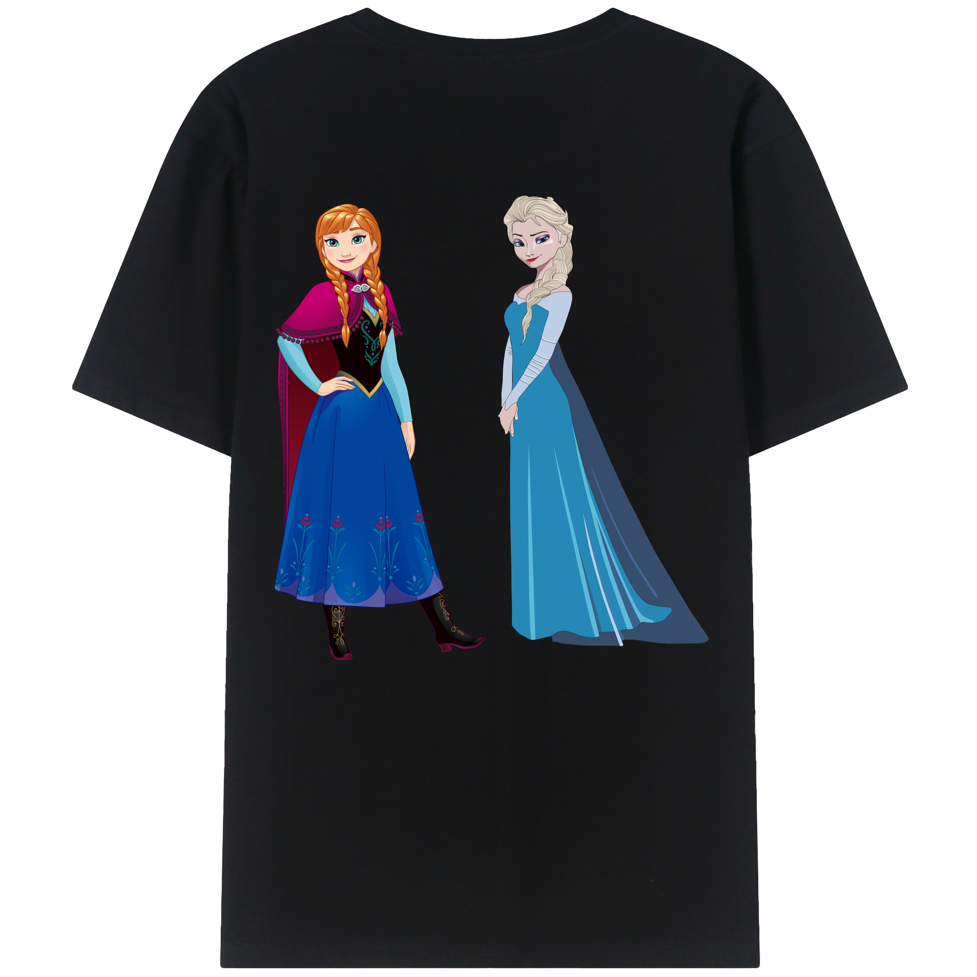 （画像用） アナと雪の女王 アンナ エルサ Frozen Anna Elsa 綿100％ メンズ半袖Tシャツ（バックプリント） 通気性