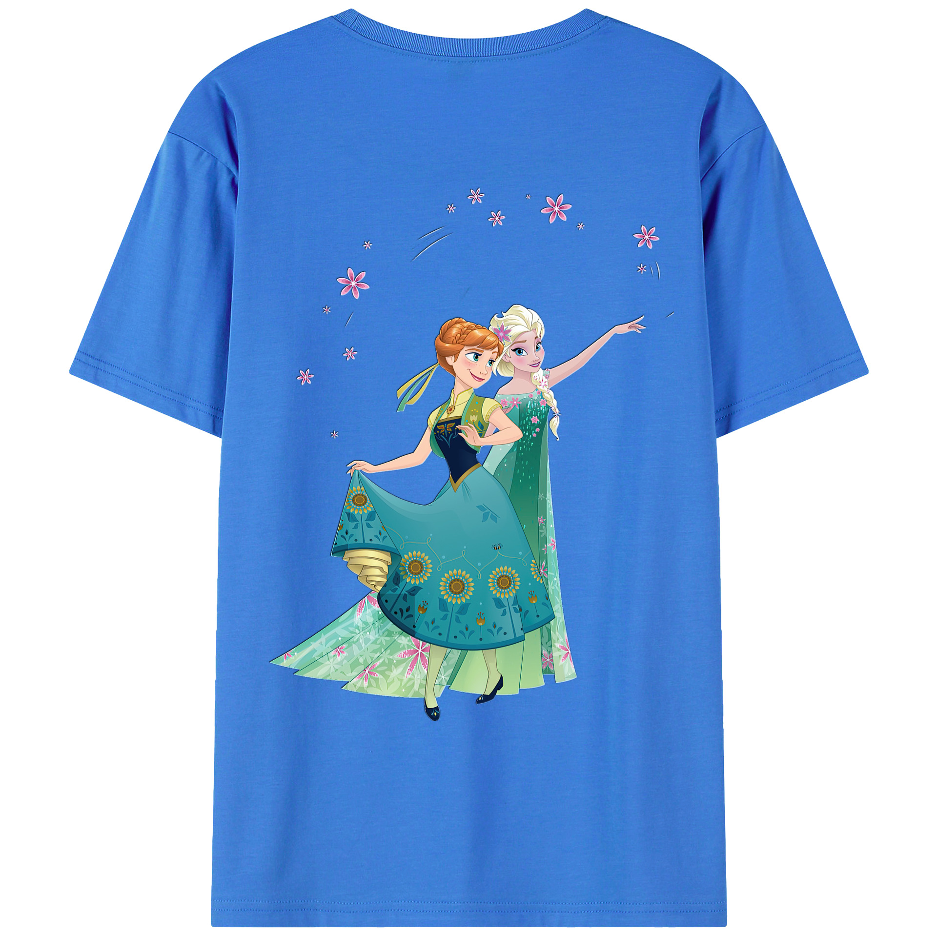 （画像用） アナと雪の女王 アンナ エルサ Frozen Anna Elsa 綿100％ メンズ半袖Tシャツ（バックプリント） 通気性