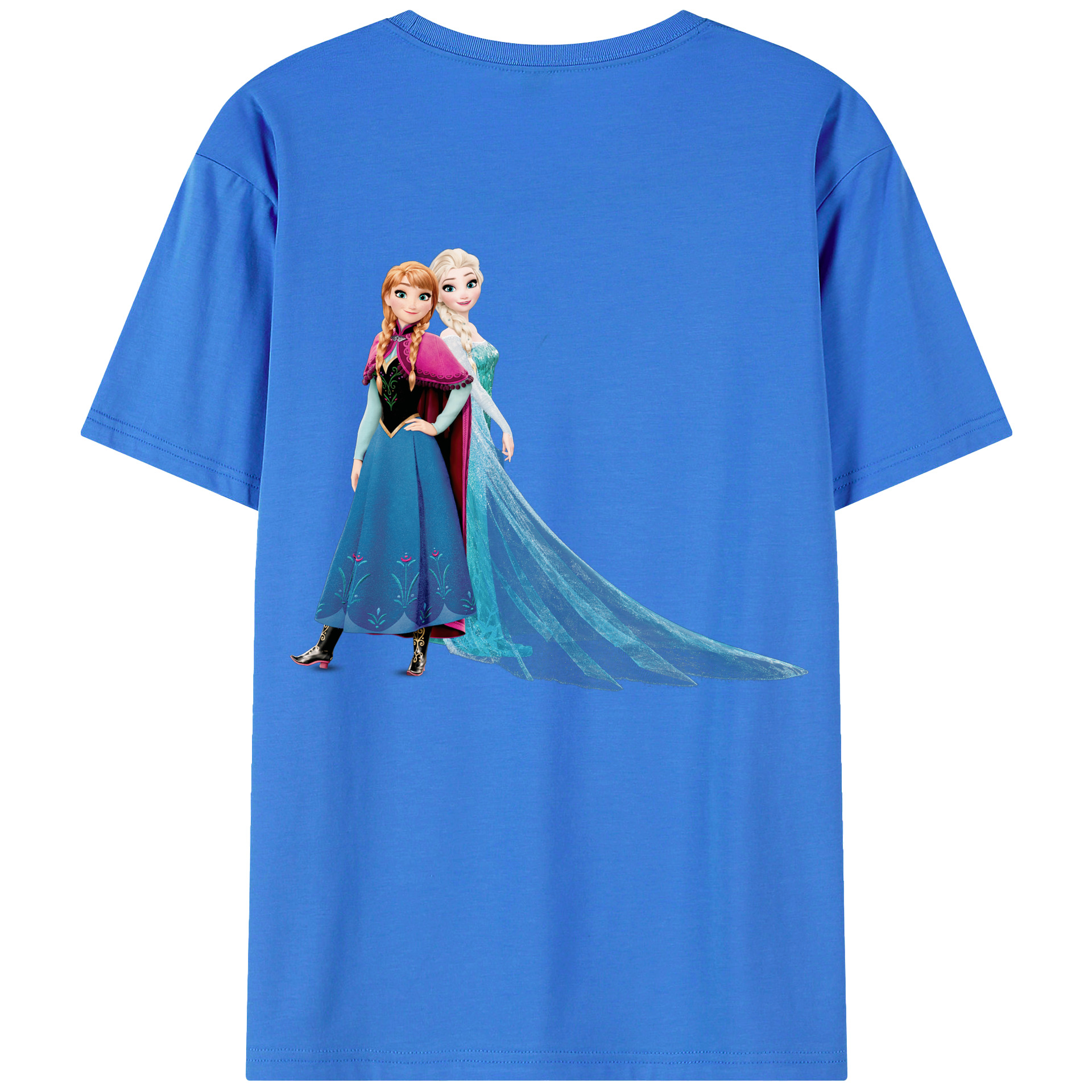 （画像用） アナと雪の女王 アンナ エルサ Frozen Anna Elsa 綿100％ メンズ半袖Tシャツ（バックプリント） 通気性