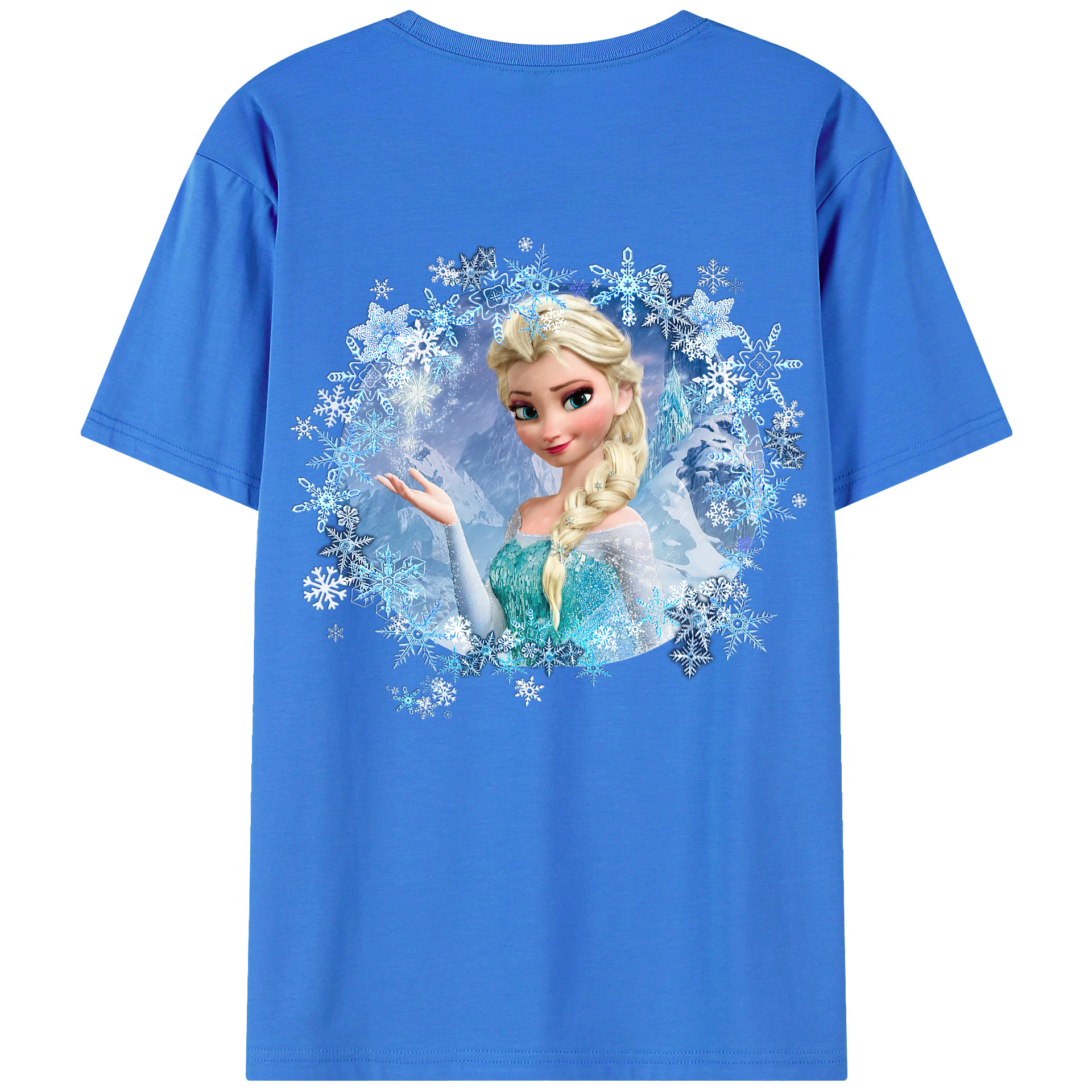 （画像用） アナと雪の女王 アンナ エルサ Frozen Anna Elsa 綿100％ メンズ半袖Tシャツ（バックプリント） 通気性