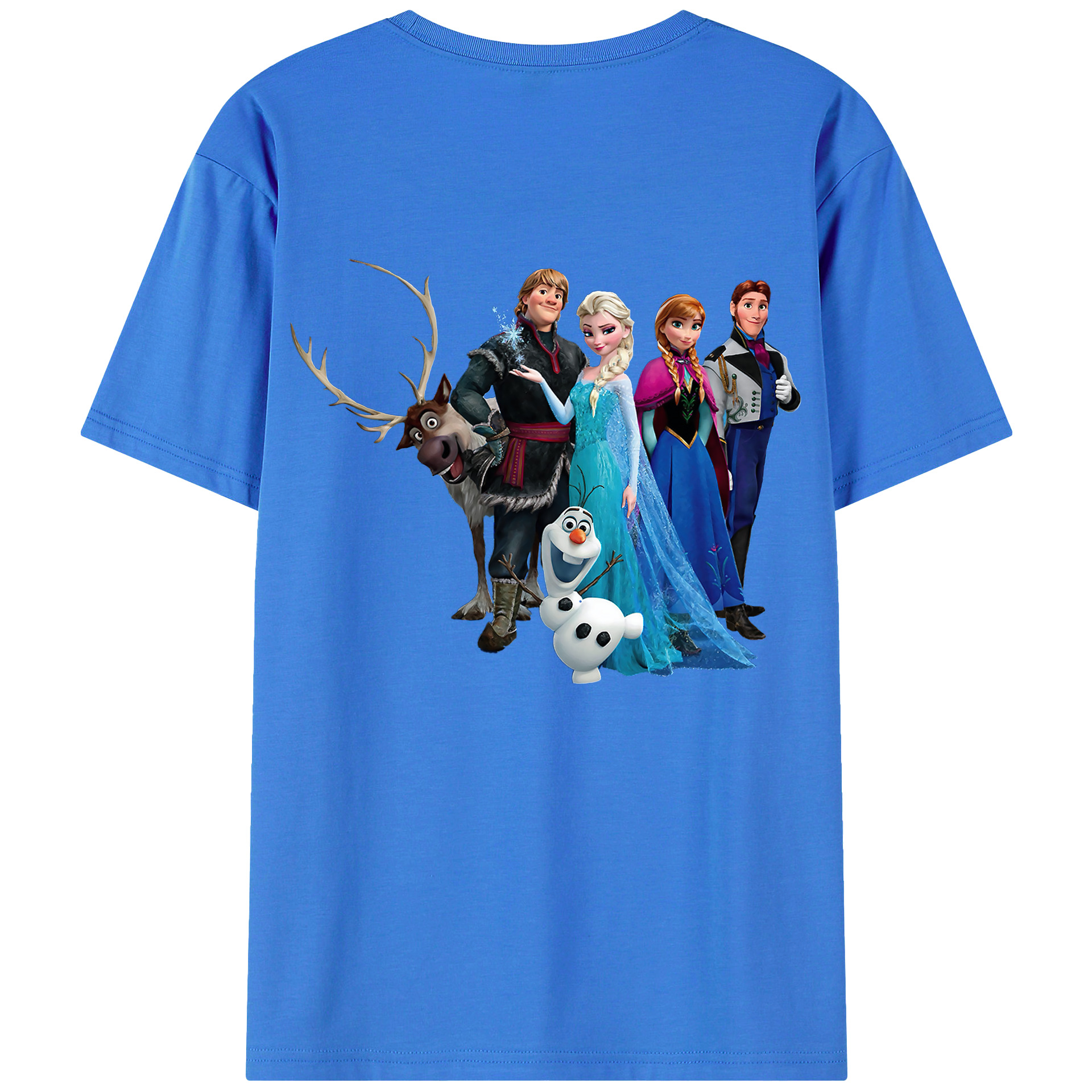 （画像用） アナと雪の女王 アンナ エルサ Frozen Anna Elsa 綿100％ メンズ半袖Tシャツ（バックプリント） 通気性