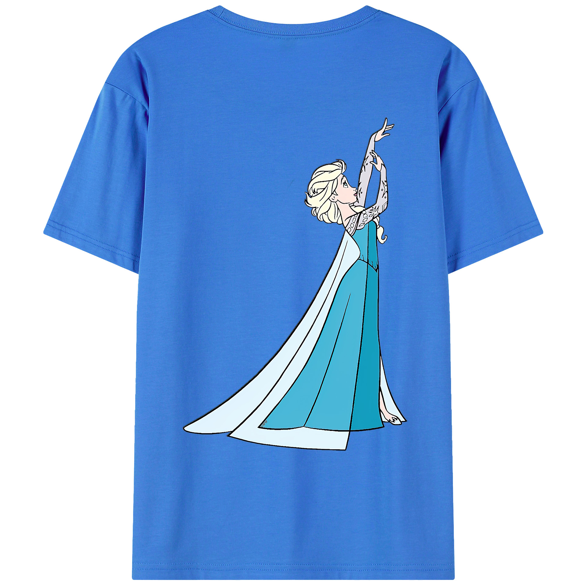 （画像用） アナと雪の女王 アンナ エルサ Frozen Anna Elsa 綿100％ メンズ半袖Tシャツ（バックプリント） 通気性