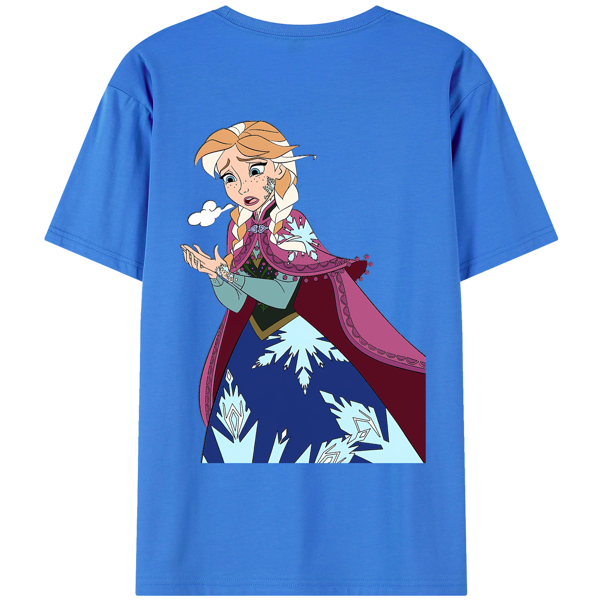 （画像用） アナと雪の女王 アンナ エルサ Frozen Anna Elsa 綿100％ メンズ半袖Tシャツ（バックプリント） 通気性