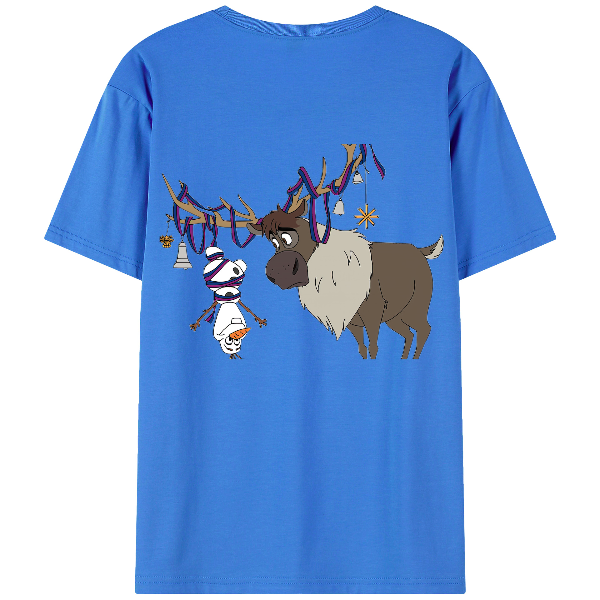 （画像用） アナと雪の女王 アンナ エルサ Frozen Anna Elsa 綿100％ メンズ半袖Tシャツ（バックプリント） 通気性