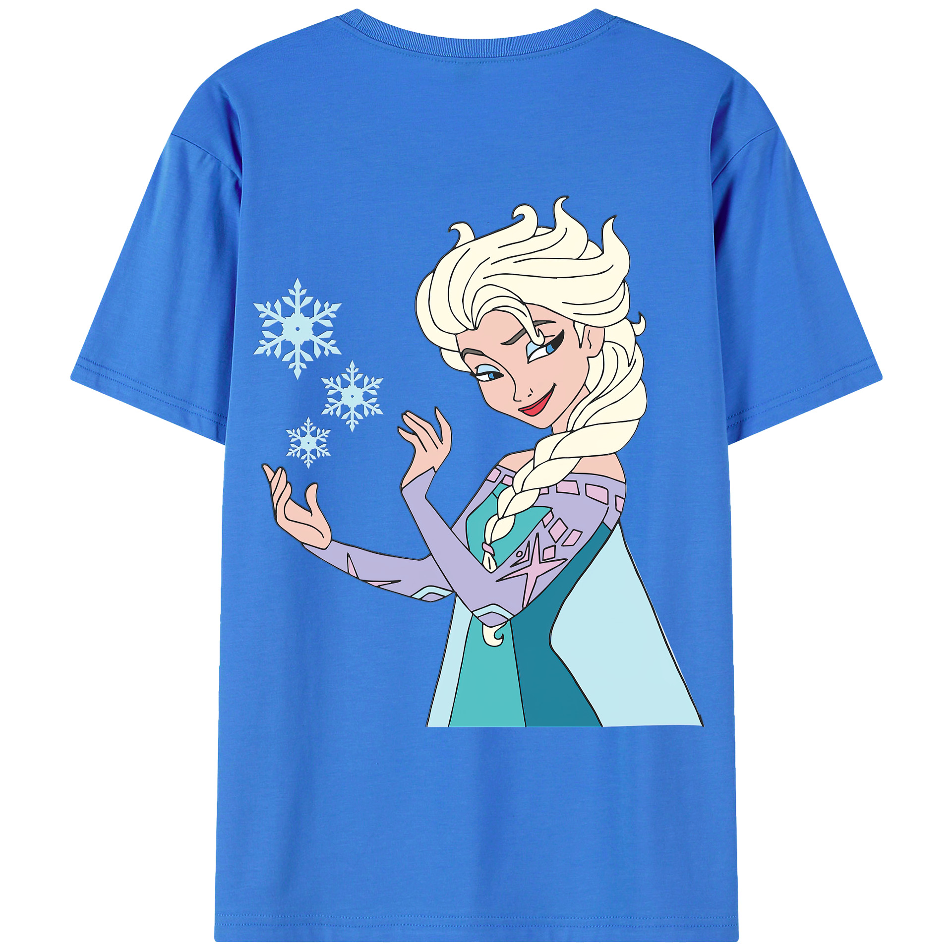 （画像用） アナと雪の女王 アンナ エルサ Frozen Anna Elsa 綿100％ メンズ半袖Tシャツ（バックプリント） 通気性