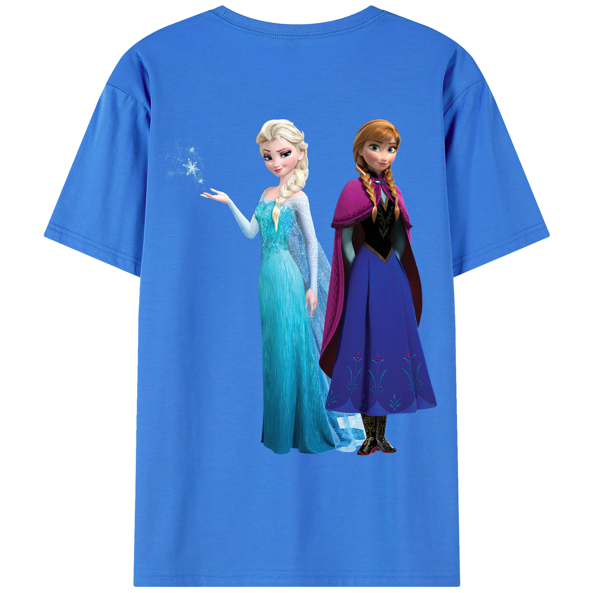 （画像用） アナと雪の女王 アンナ エルサ Frozen Anna Elsa 綿100％ メンズ半袖Tシャツ（バックプリント） 通気性