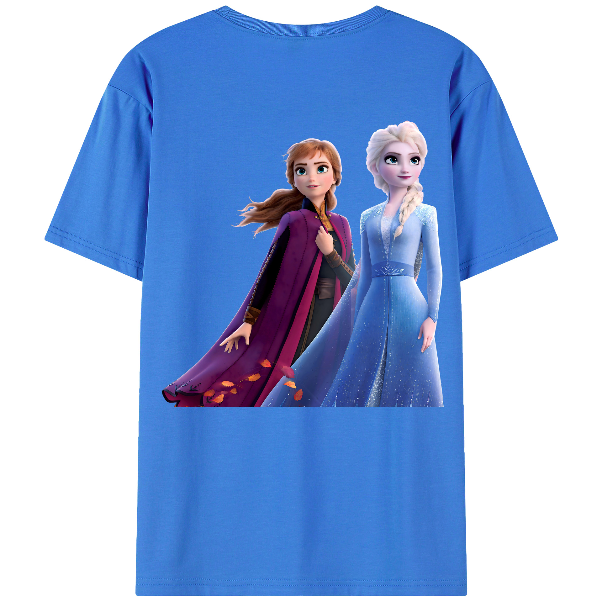 （画像用） アナと雪の女王 アンナ エルサ Frozen Anna Elsa 綿100％ メンズ半袖Tシャツ（バックプリント） 通気性