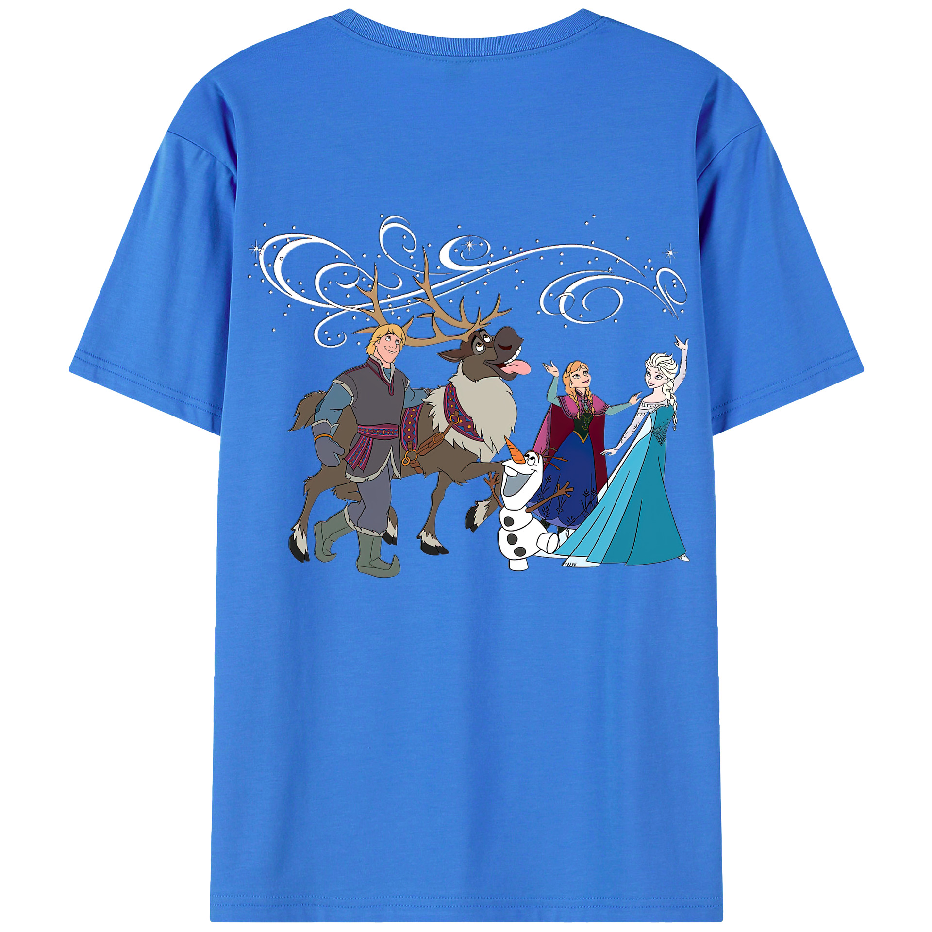 （画像用） アナと雪の女王 アンナ エルサ Frozen Anna Elsa 綿100％ メンズ半袖Tシャツ（バックプリント） 通気性