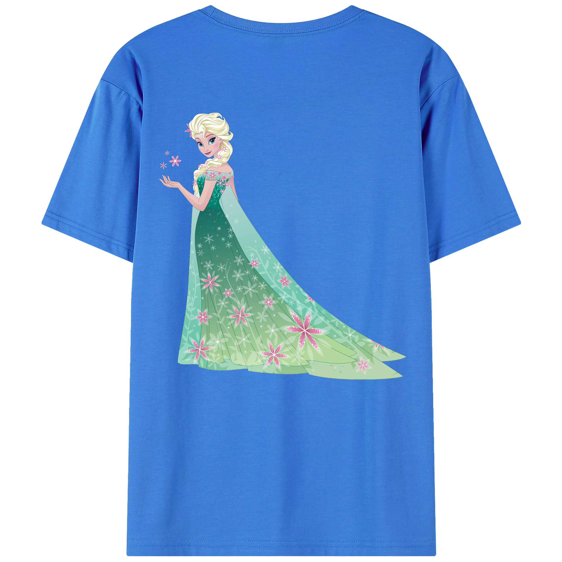（画像用） アナと雪の女王 アンナ エルサ Frozen Anna Elsa 綿100％ メンズ半袖Tシャツ（バックプリント） 通気性