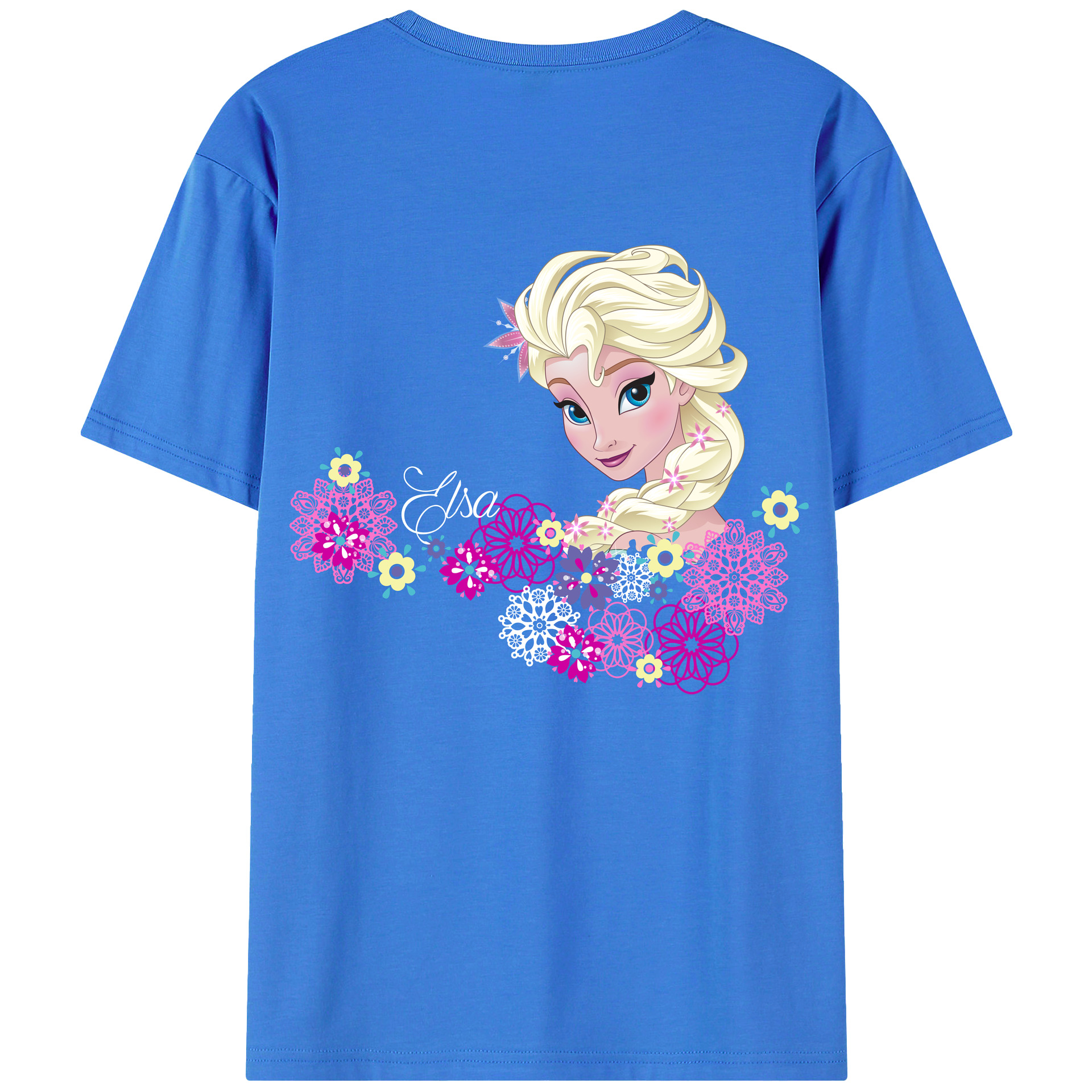 （画像用） アナと雪の女王 アンナ エルサ Frozen Anna Elsa 綿100％ メンズ半袖Tシャツ（バックプリント） 通気性