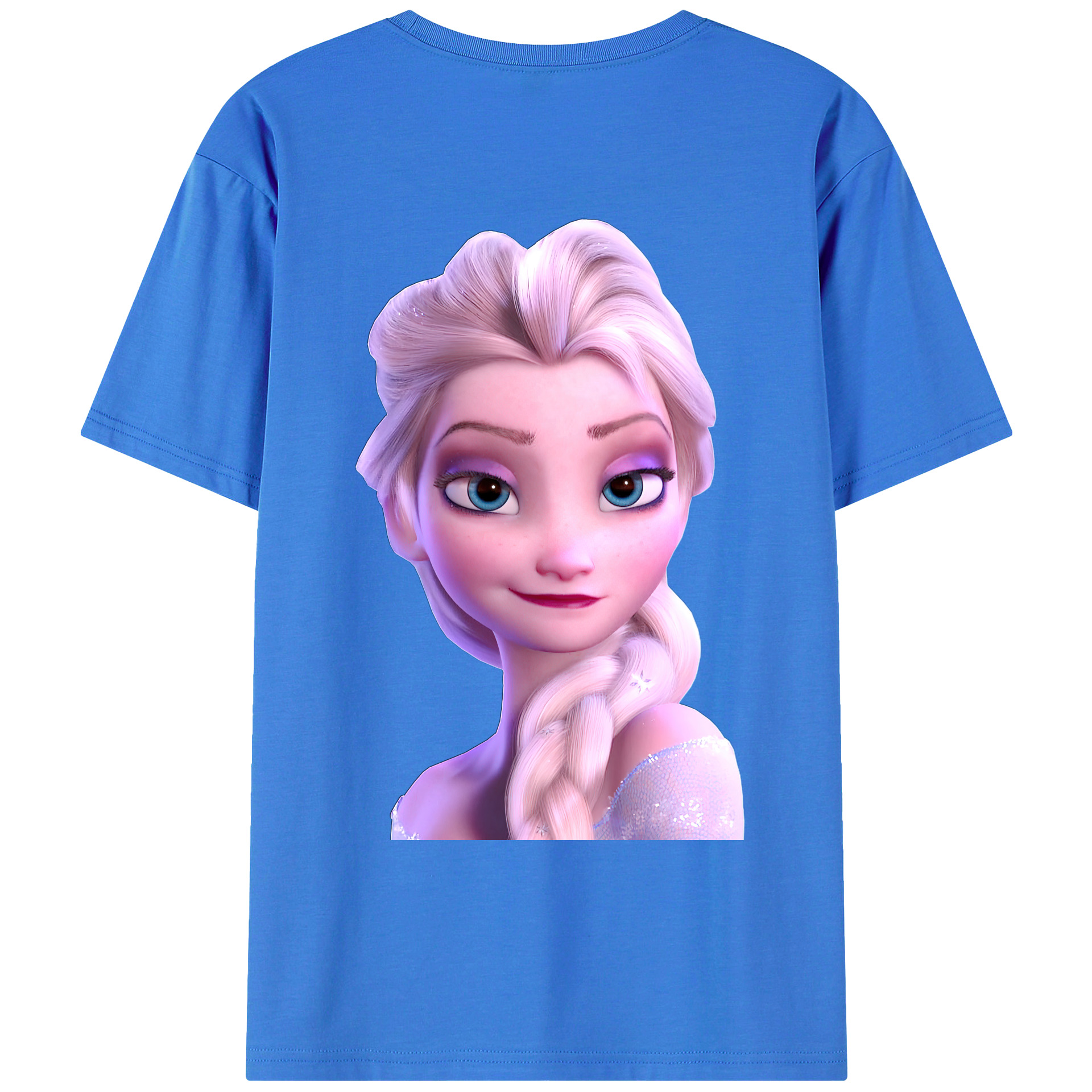 （画像用） アナと雪の女王 アンナ エルサ Frozen Anna Elsa 綿100％ メンズ半袖Tシャツ（バックプリント） 通気性