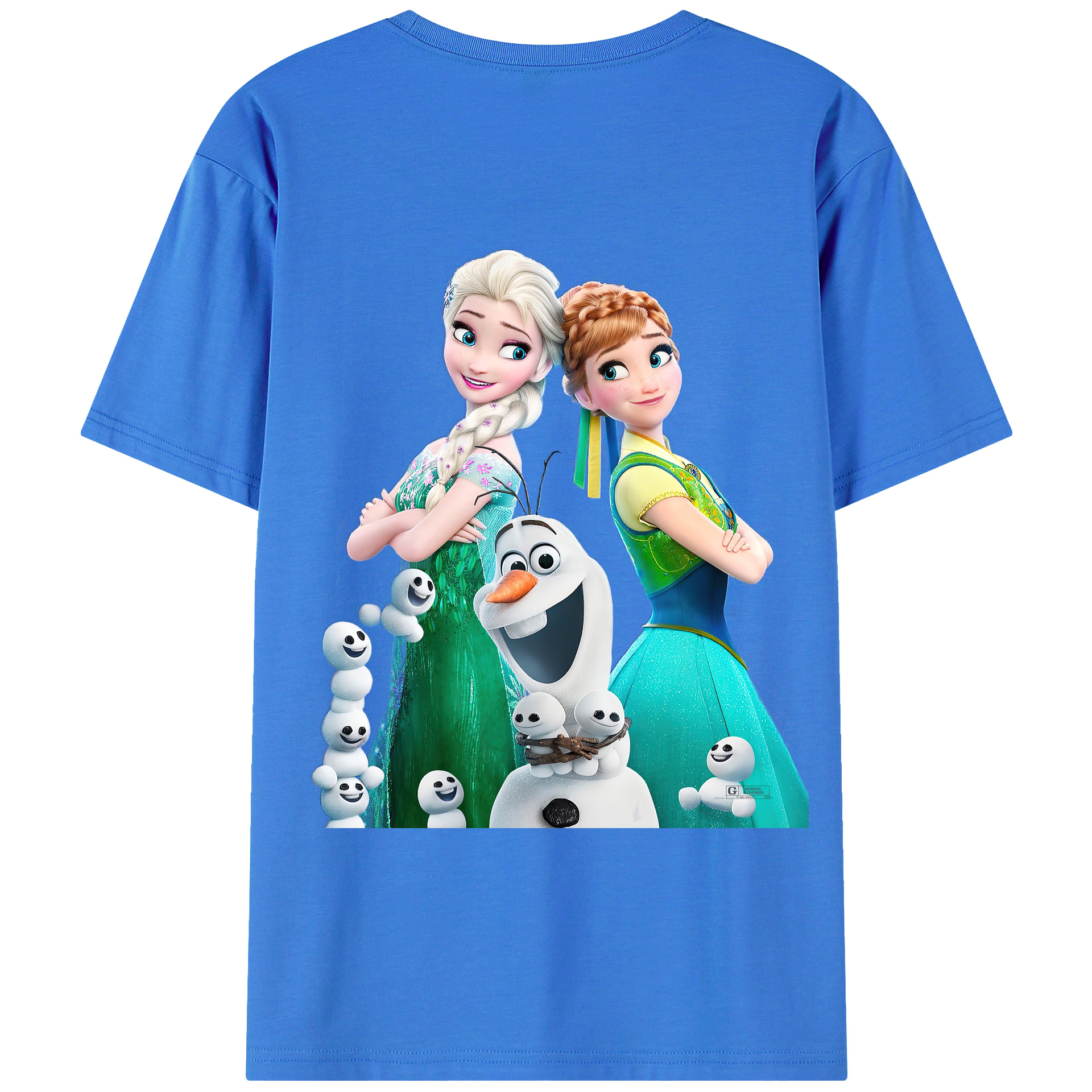 （画像用） アナと雪の女王 アンナ エルサ Frozen Anna Elsa 綿100％ メンズ半袖Tシャツ（バックプリント） 通気性