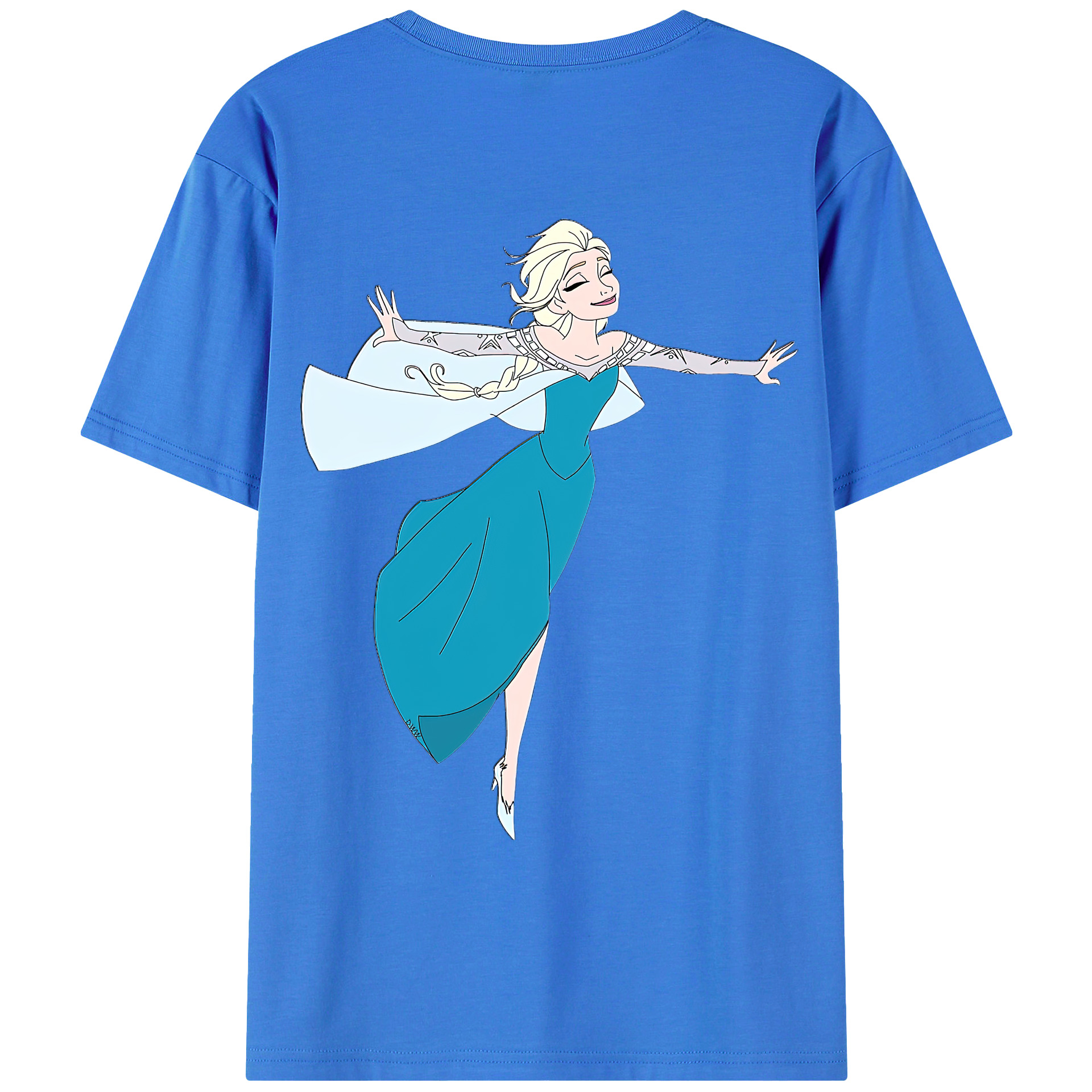 （画像用） アナと雪の女王 アンナ エルサ Frozen Anna Elsa 綿100％ メンズ半袖Tシャツ（バックプリント） 通気性