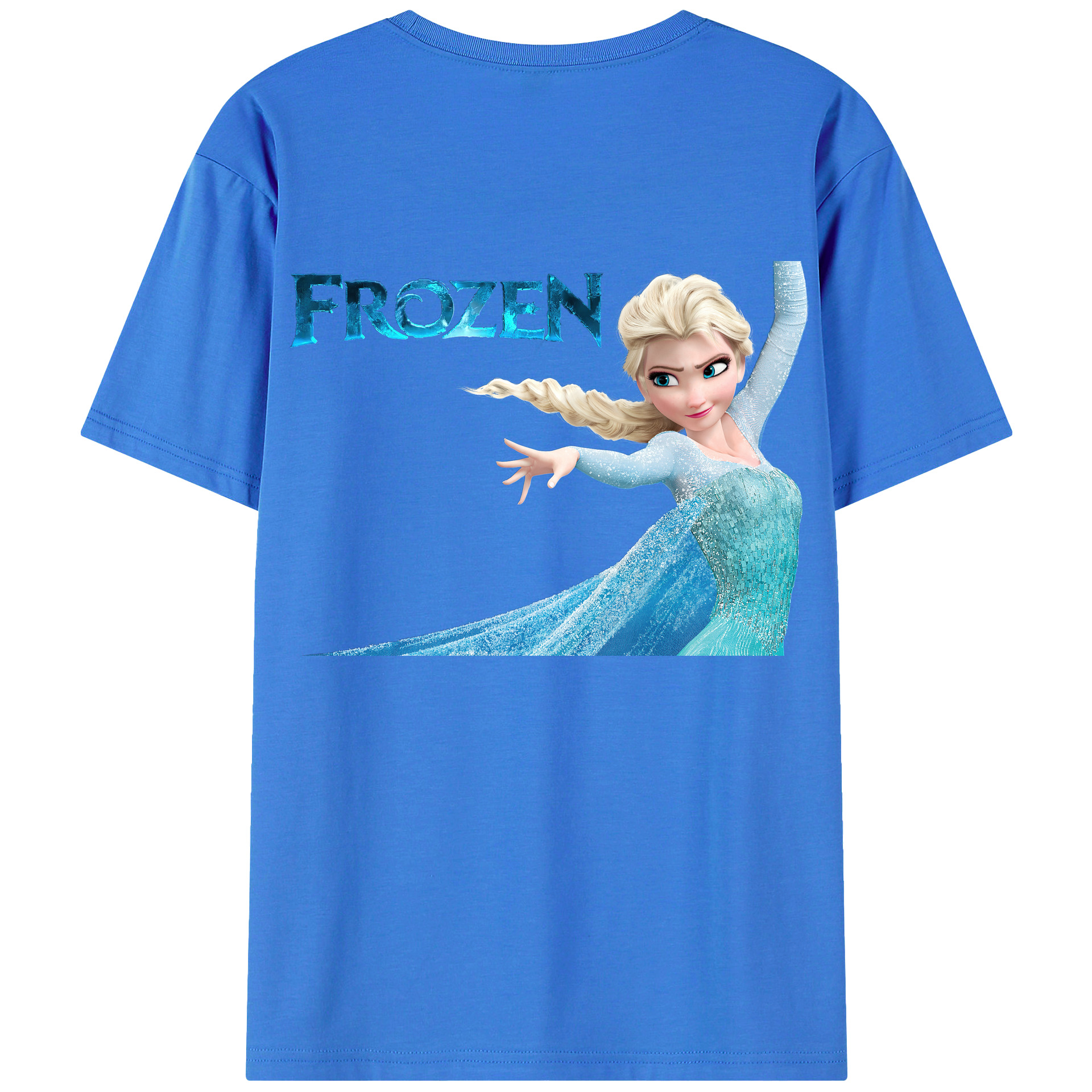（画像用） アナと雪の女王 アンナ エルサ Frozen Anna Elsa 綿100％ メンズ半袖Tシャツ（バックプリント） 通気性