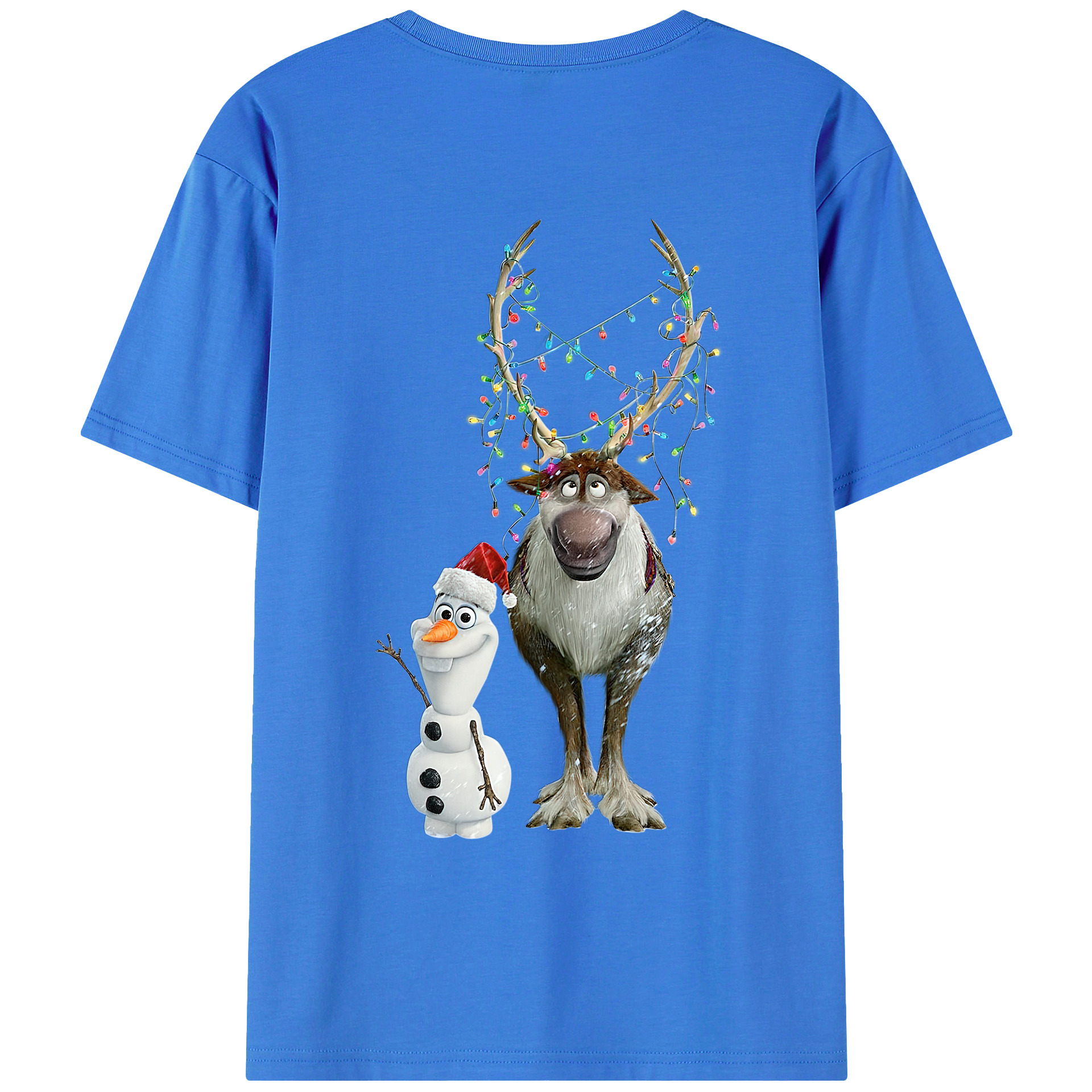 （画像用） アナと雪の女王 アンナ エルサ Frozen Anna Elsa 綿100％ メンズ半袖Tシャツ（バックプリント） 通気性