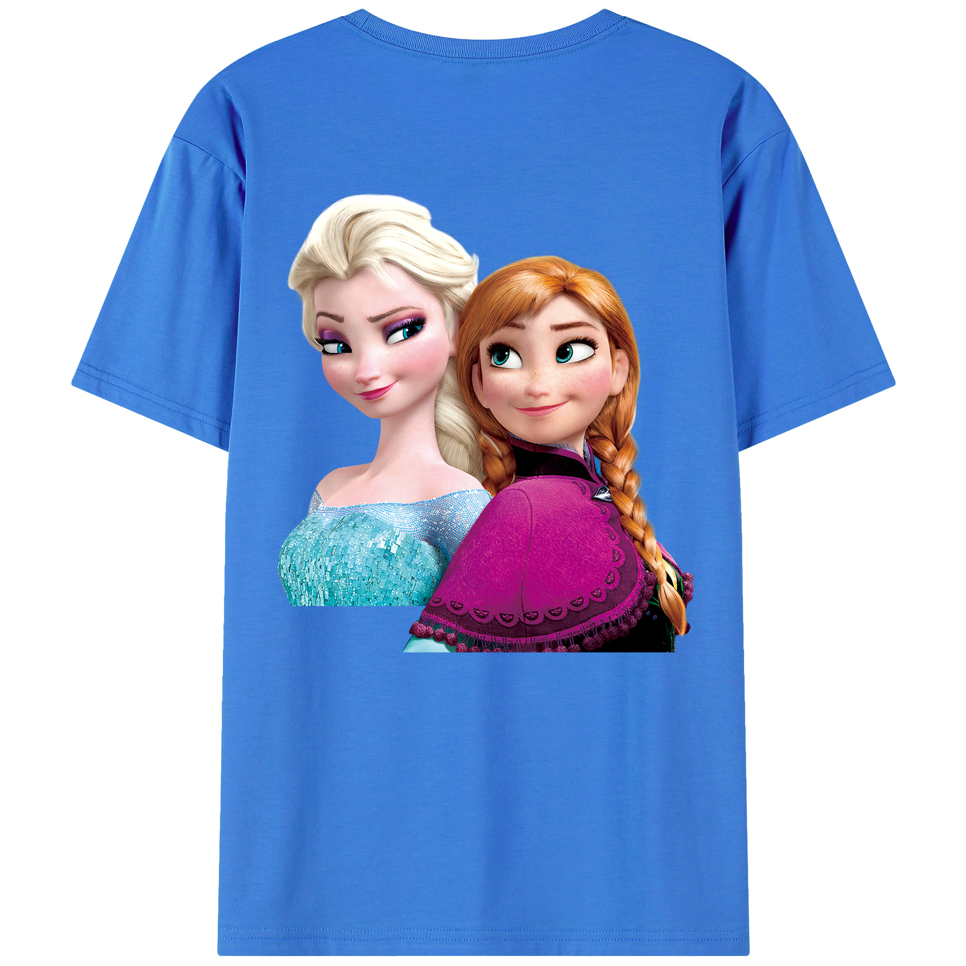 （画像用） アナと雪の女王 アンナ エルサ Frozen Anna Elsa 綿100％ メンズ半袖Tシャツ（バックプリント） 通気性