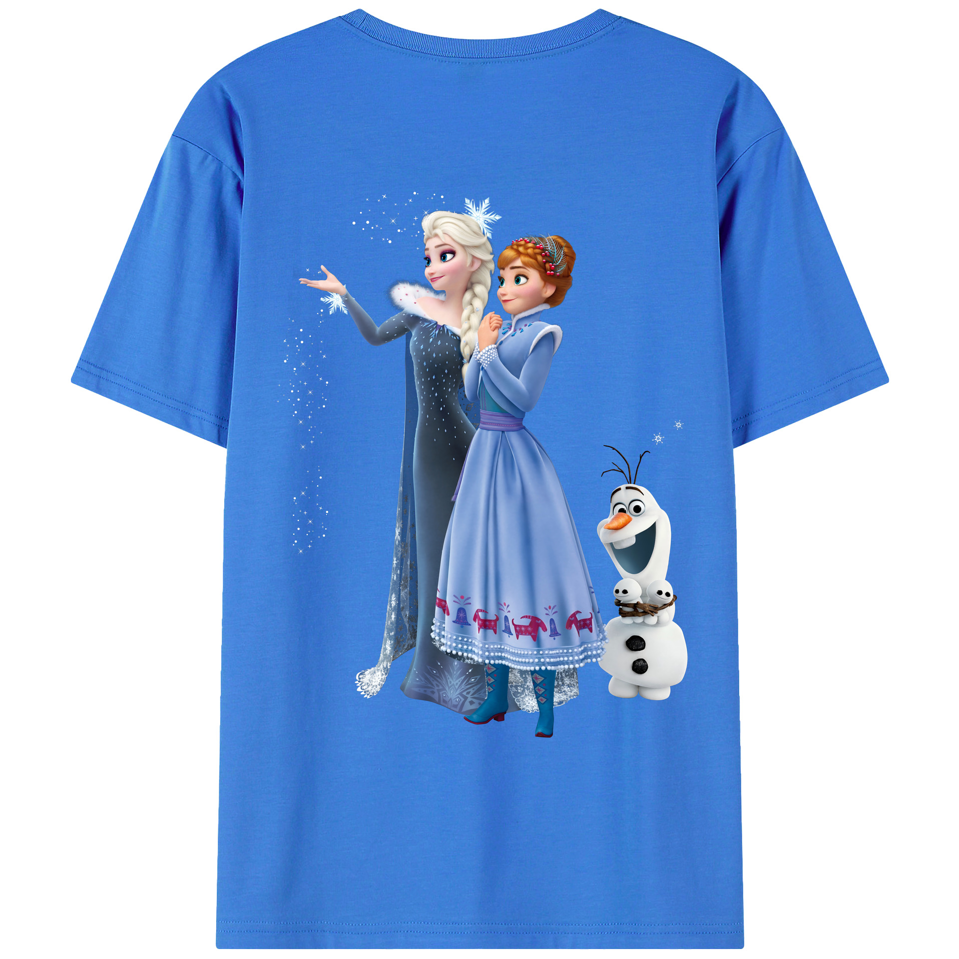 （画像用） アナと雪の女王 アンナ エルサ Frozen Anna Elsa 綿100％ メンズ半袖Tシャツ（バックプリント） 通気性