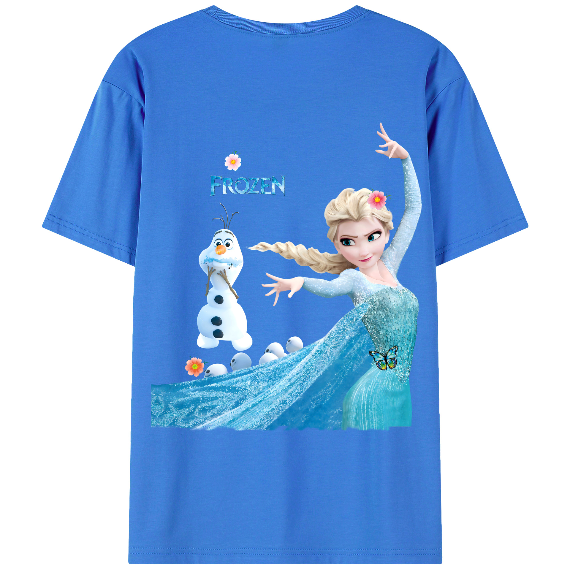 （画像用） アナと雪の女王 アンナ エルサ Frozen Anna Elsa 綿100％ メンズ半袖Tシャツ（バックプリント） 通気性