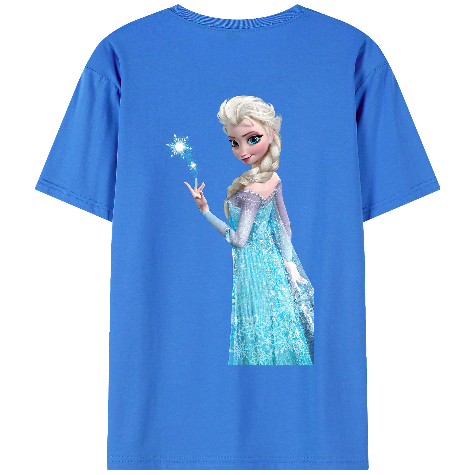 （画像用） アナと雪の女王 アンナ エルサ Frozen Anna Elsa 綿100％ メンズ半袖Tシャツ（バックプリント） 通気性