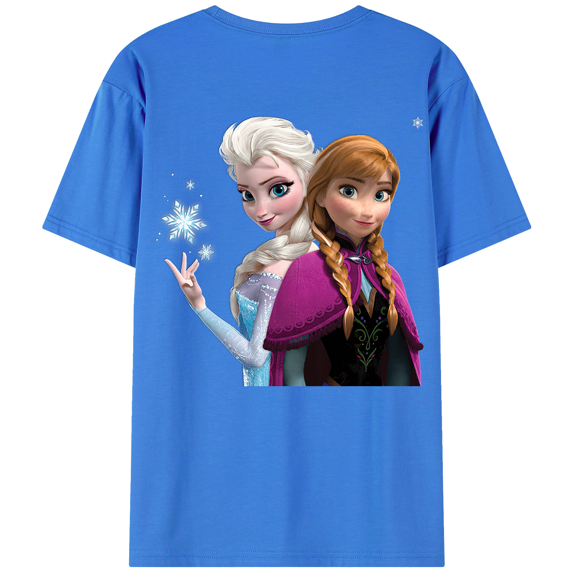 （画像用） アナと雪の女王 アンナ エルサ Frozen Anna Elsa 綿100％ メンズ半袖Tシャツ（バックプリント） 通気性