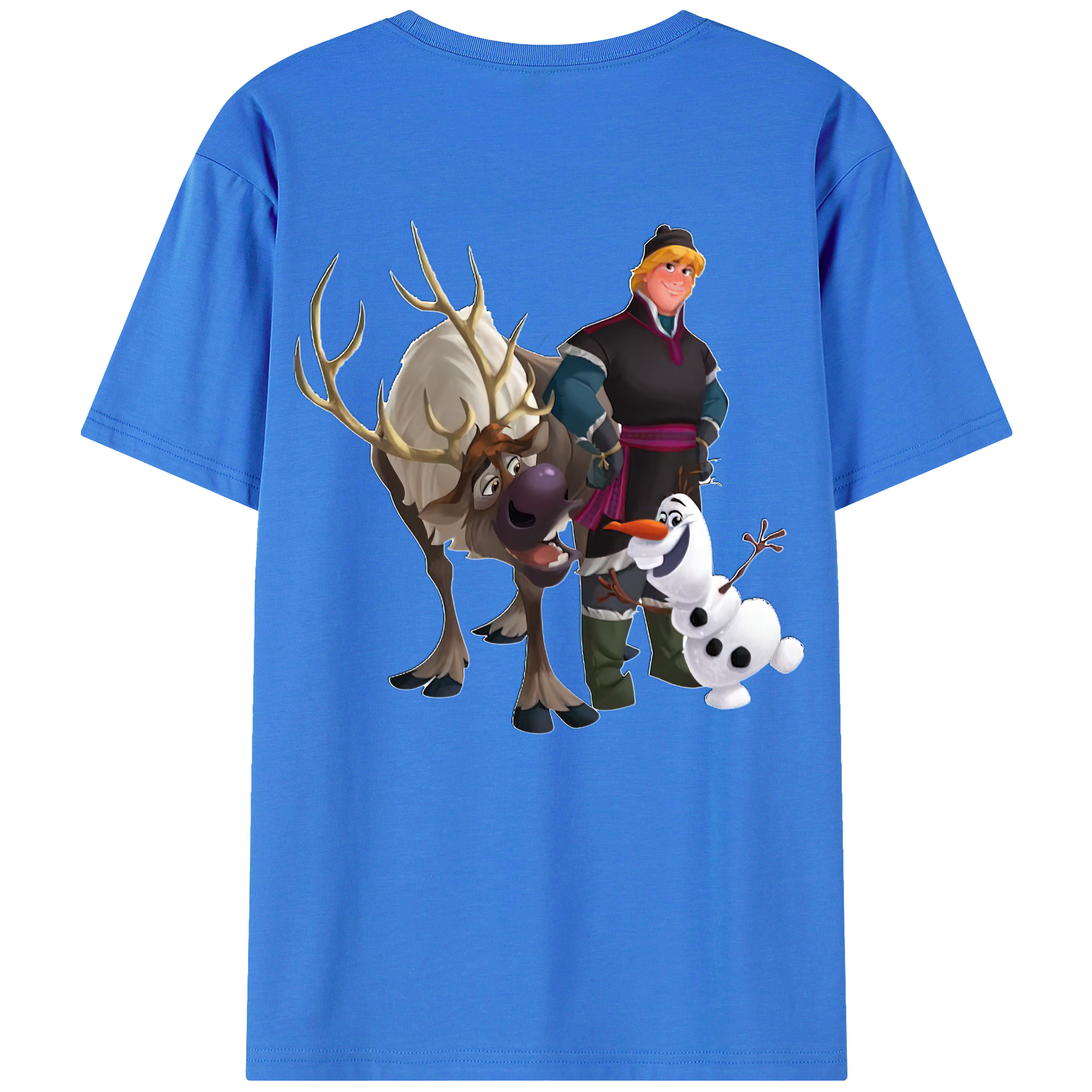 （画像用） アナと雪の女王 アンナ エルサ Frozen Anna Elsa 綿100％ メンズ半袖Tシャツ（バックプリント） 通気性