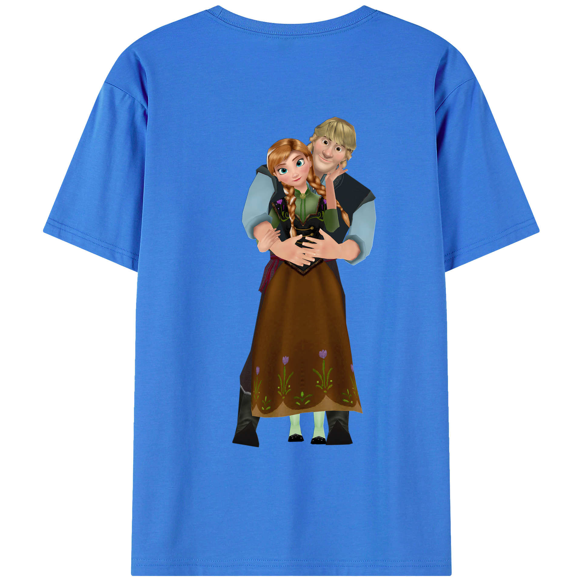 （画像用） アナと雪の女王 アンナ エルサ Frozen Anna Elsa 綿100％ メンズ半袖Tシャツ（バックプリント） 通気性