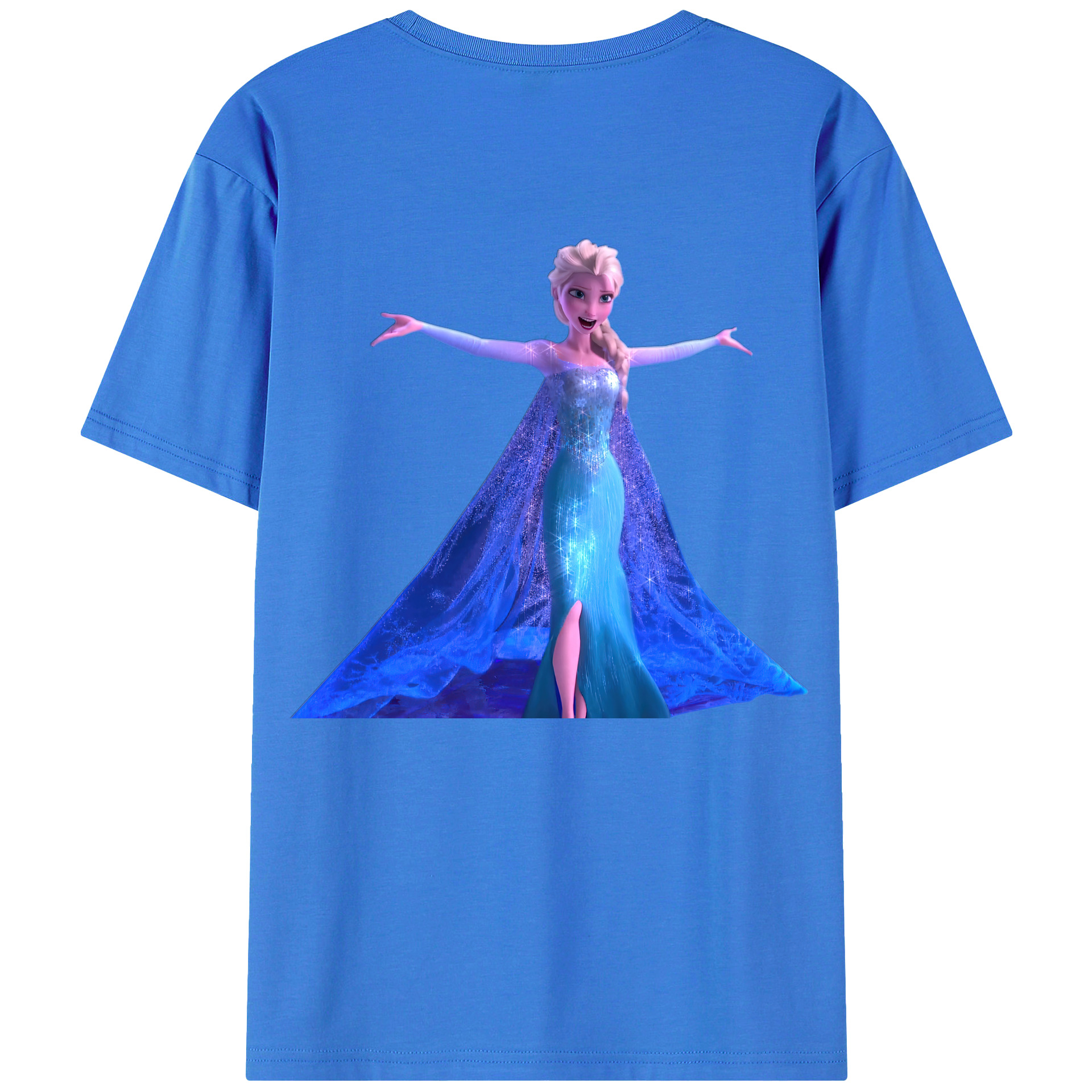 （画像用） アナと雪の女王 アンナ エルサ Frozen Anna Elsa 綿100％ メンズ半袖Tシャツ（バックプリント） 通気性