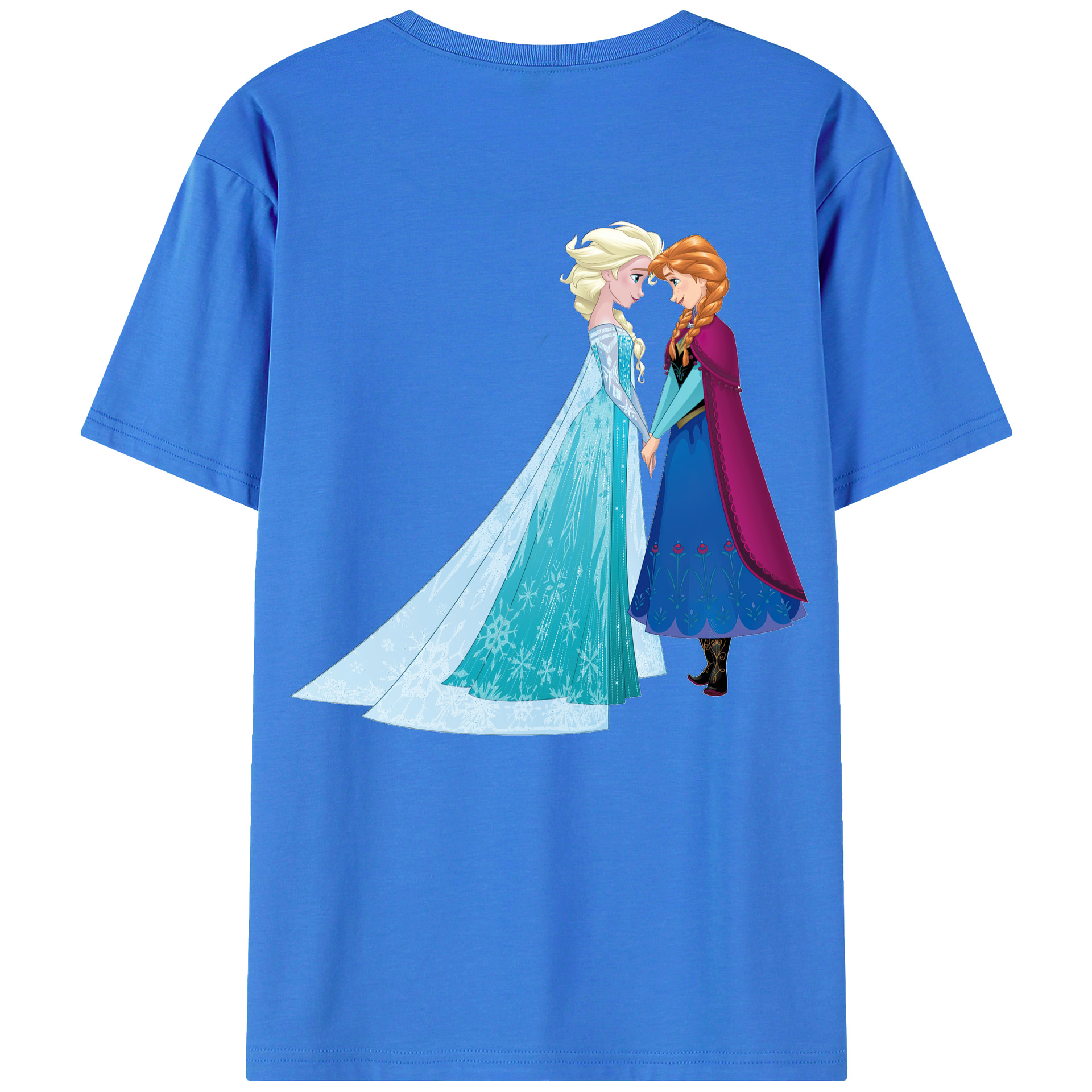 （画像用） アナと雪の女王 アンナ エルサ Frozen Anna Elsa 綿100％ メンズ半袖Tシャツ（バックプリント） 通気性